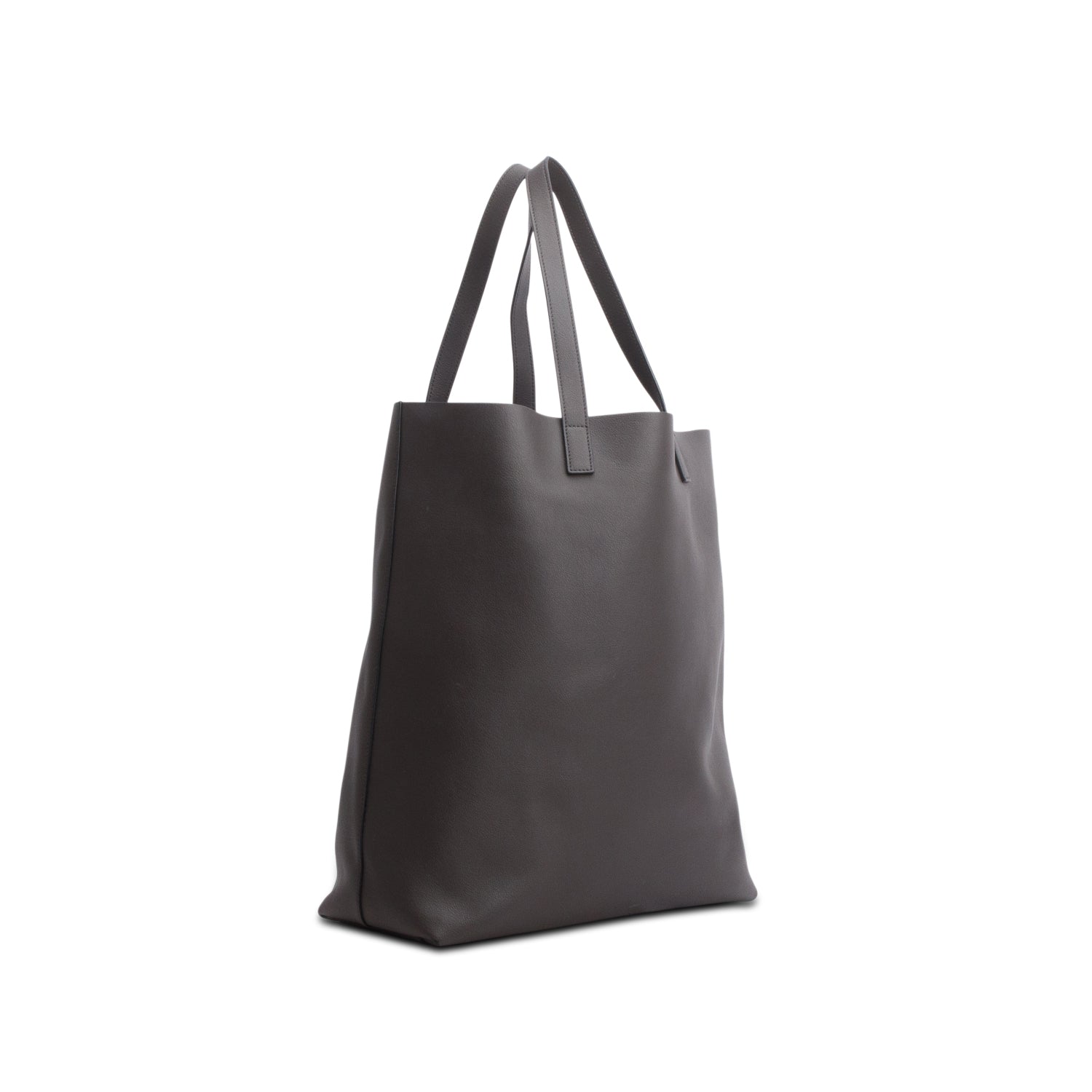 Saint Laurent Grey Calfskin Leather N/S Shopping Tote w/ Pouch