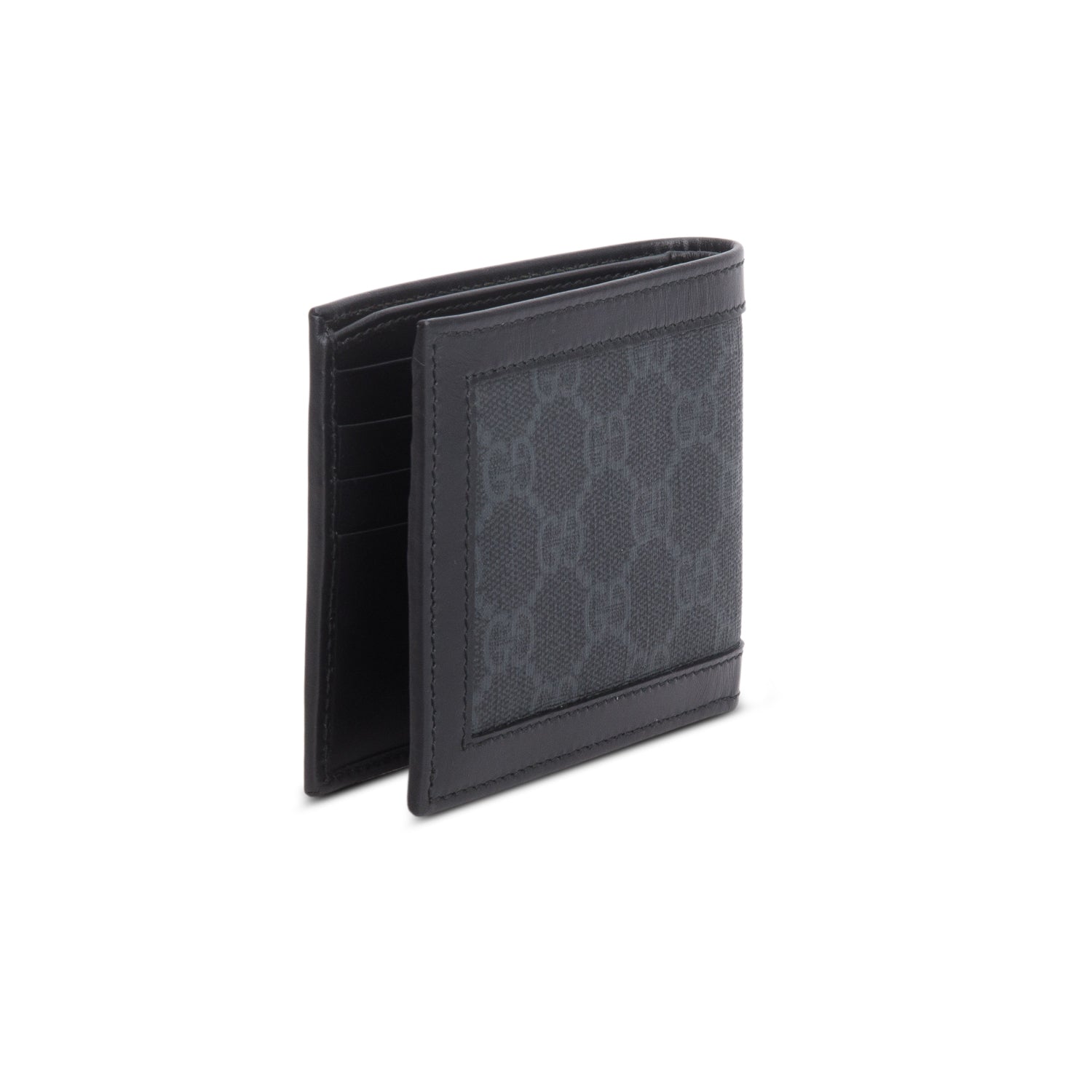 Gucci Black GG Supreme Monogram Bi-Fold Wallet w/ Box