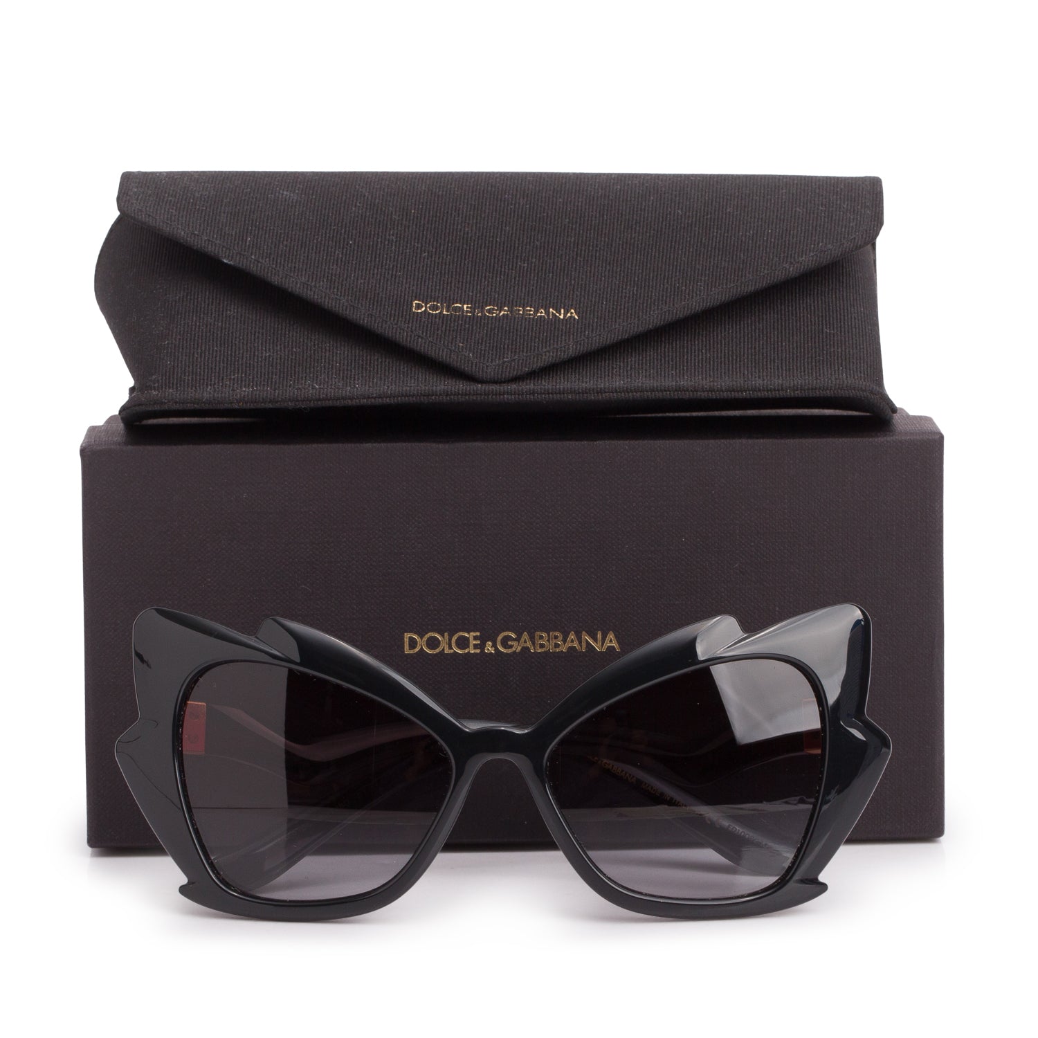 Dolce & Gabbana DG 6166 Black Acetate Cat Eye Sunglasses w/ Box & Case