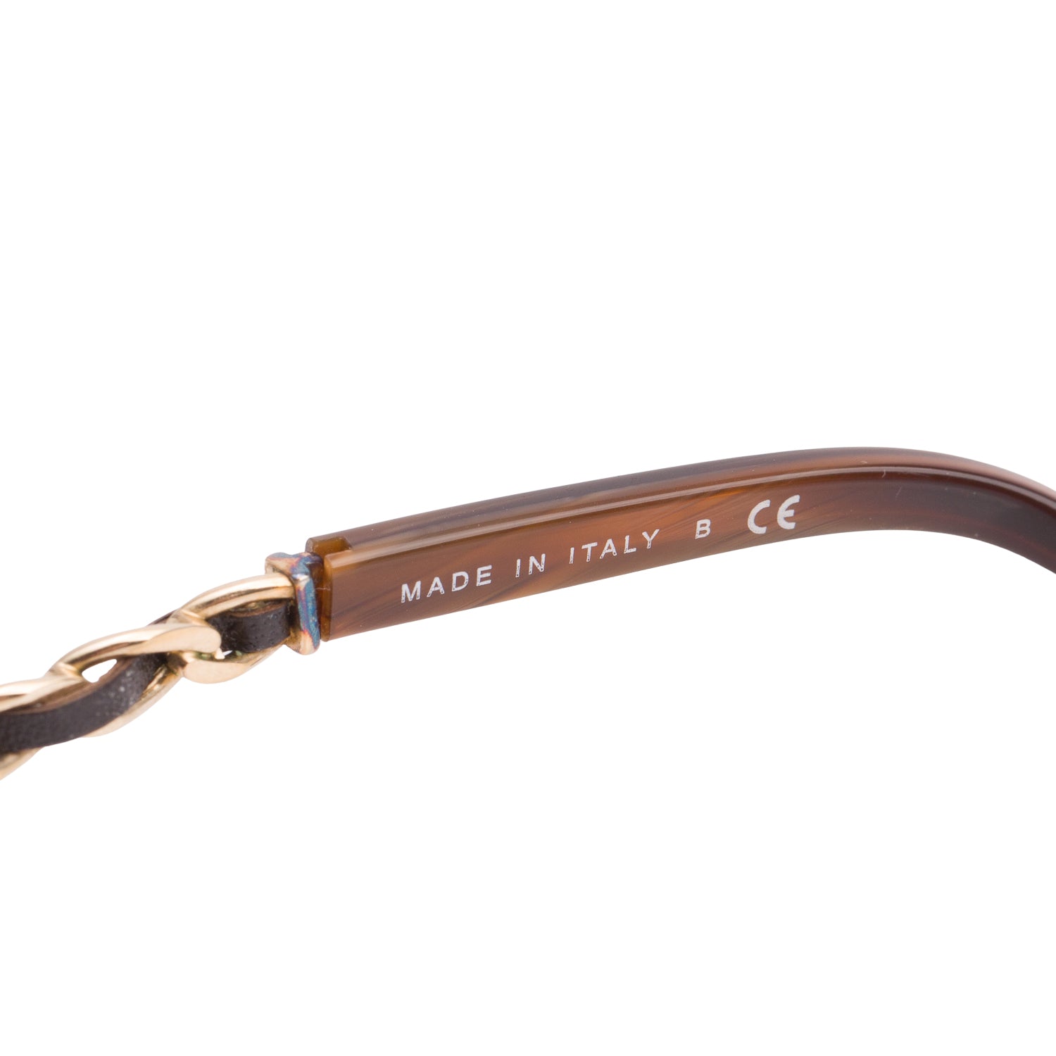 Chanel 5210-Q Brown Acetate Lambskin Chain Square Sunglasses w/ Case
