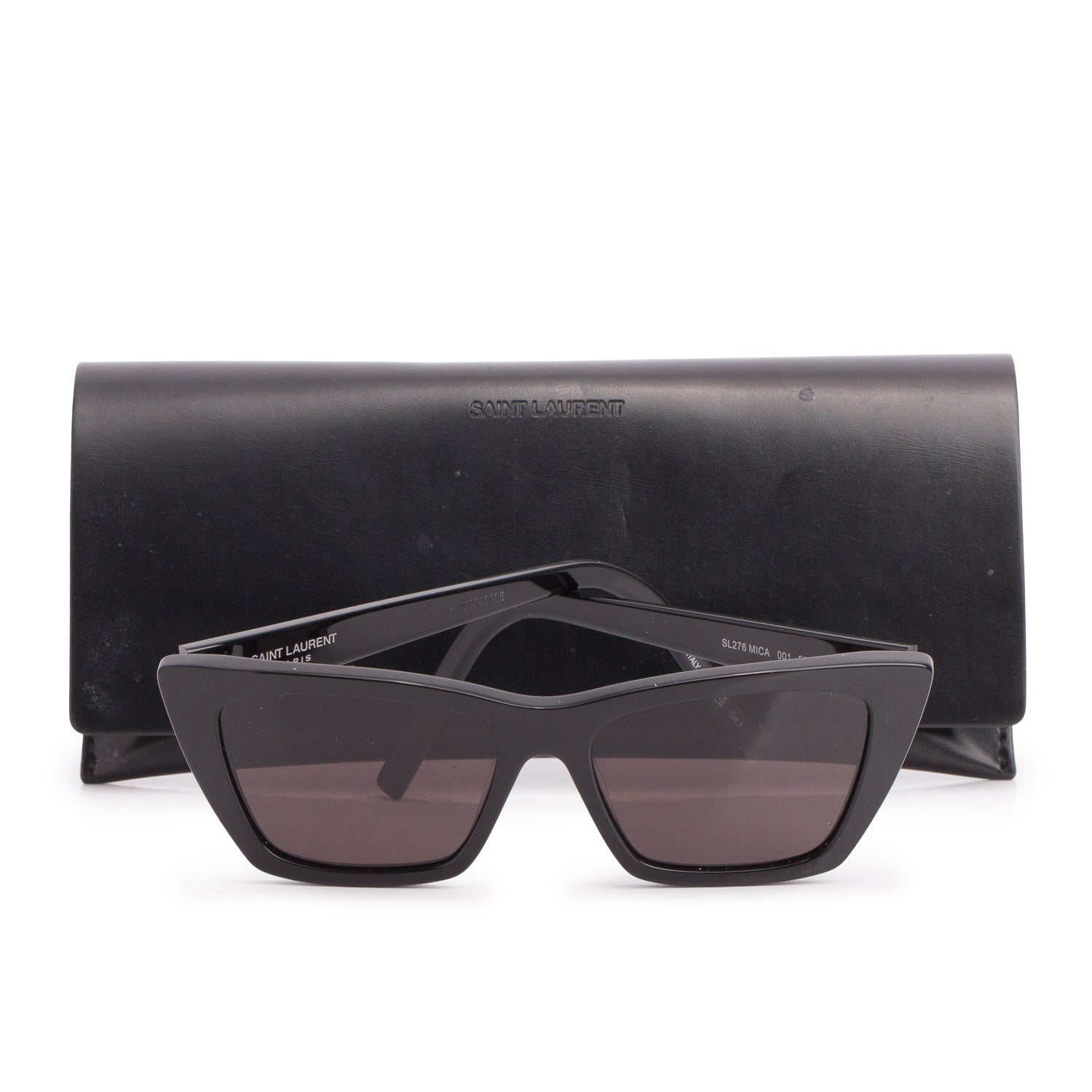 Saint Laurent SL 276 Black Acetate Mica Cat Eye Sunglasses w/ Case