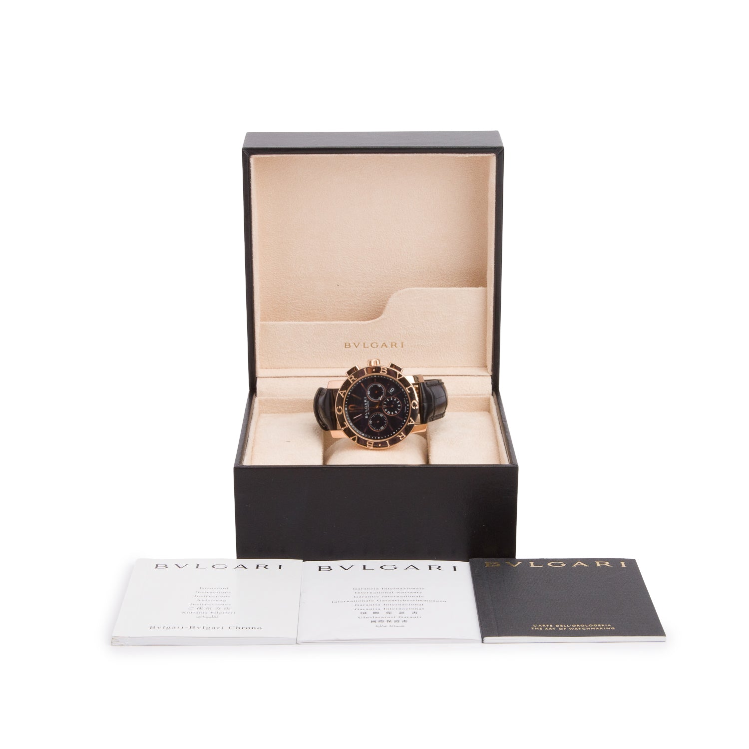 BVLGARI Limited Edition 18k Rose Gold Bvlgari 42 MM Chronograph Automatic Watch Black Dial BBP42GLCH w/ Box & Papers