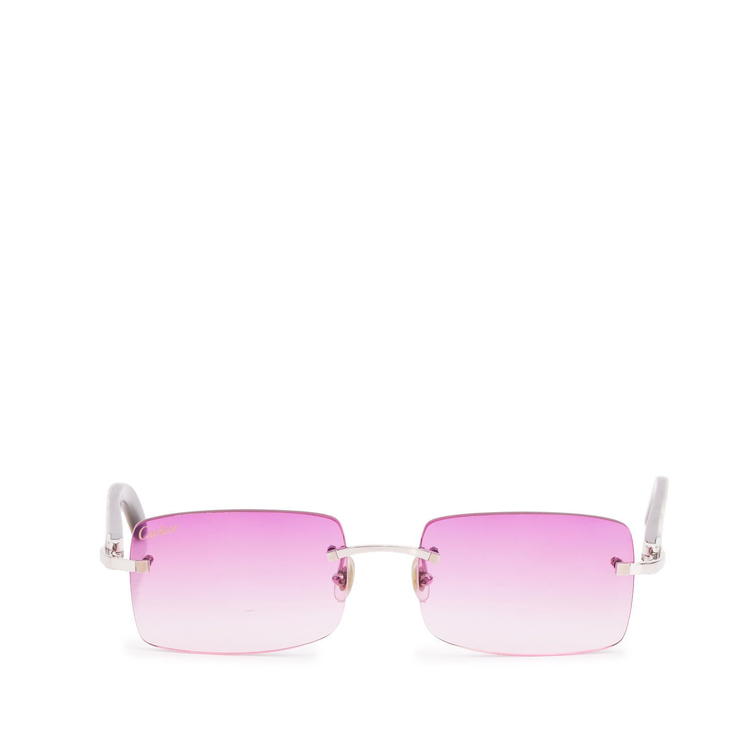 Cartier CT00460 Gradient Pink Rimless Genuine Horn C Decor Sunglasses
