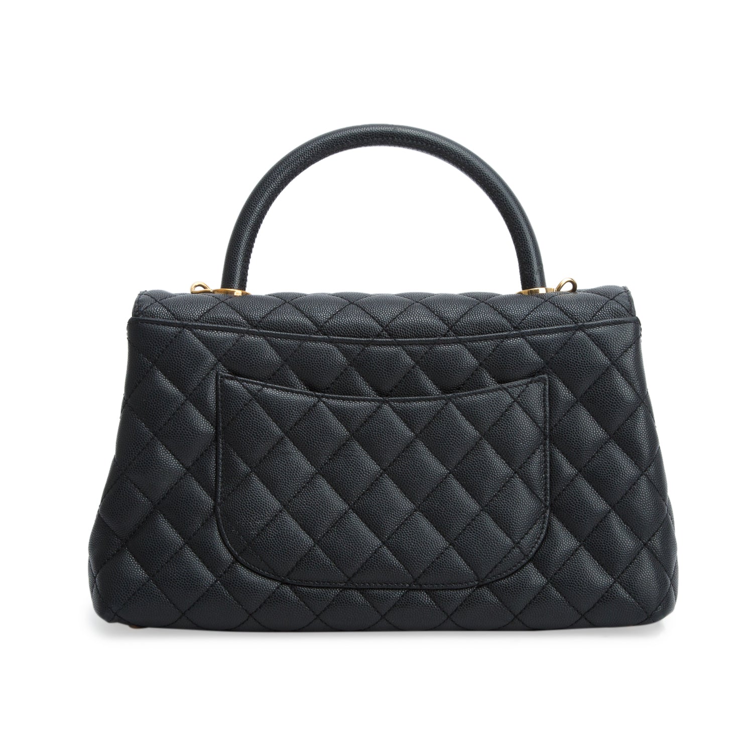 Chanel Black Caviar Quilted Medium Coco Handle Flap w/ Box