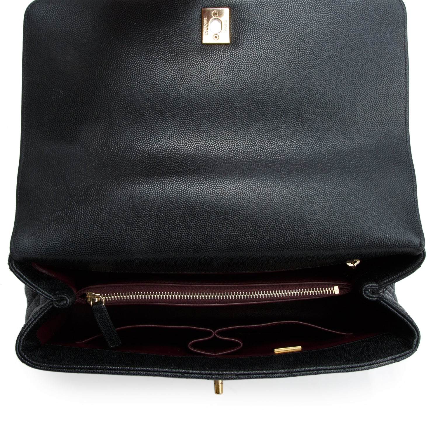 Chanel Black Caviar Quilted Medium Coco Handle Flap w/ Box