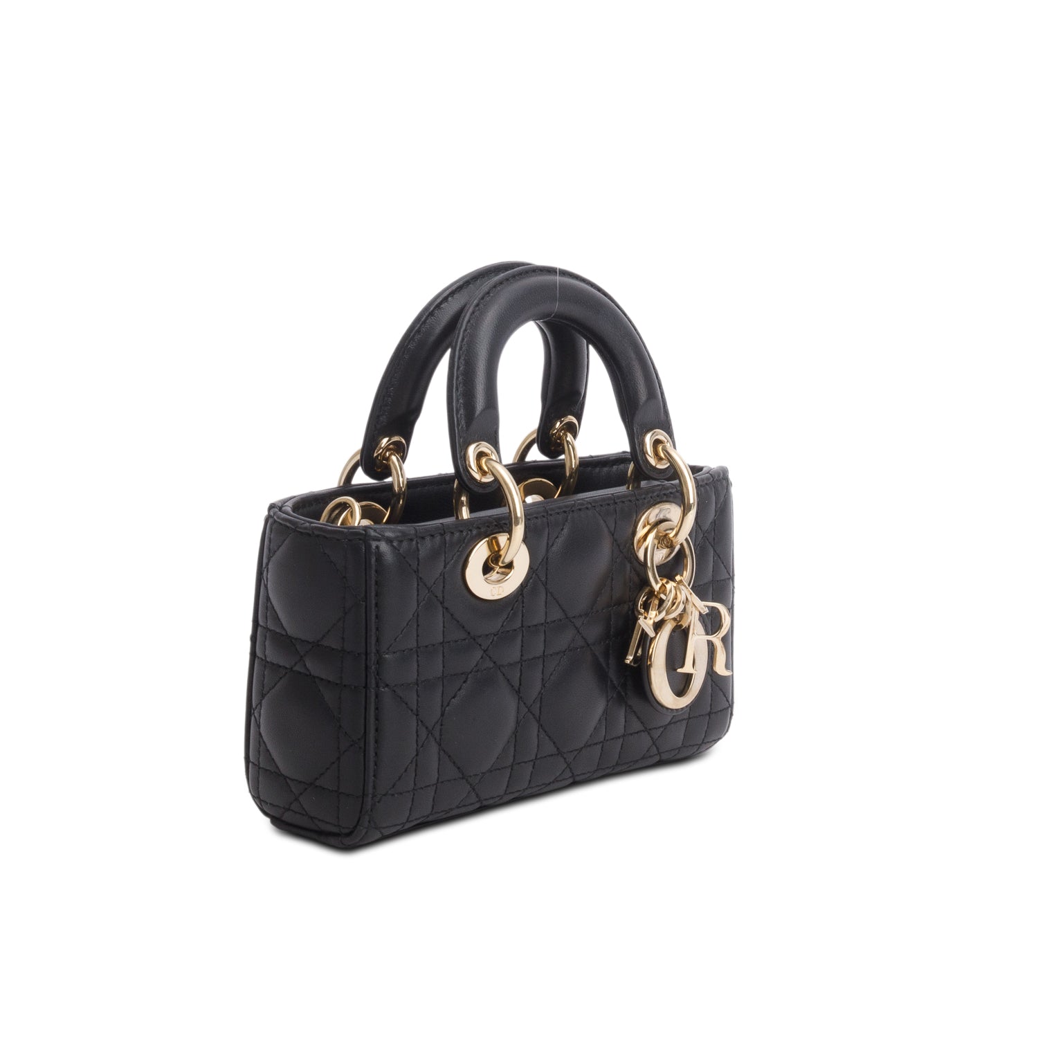 Christian Dior 2025 Black Lambskin Cannage Micro Lady D-Joy w/ Box