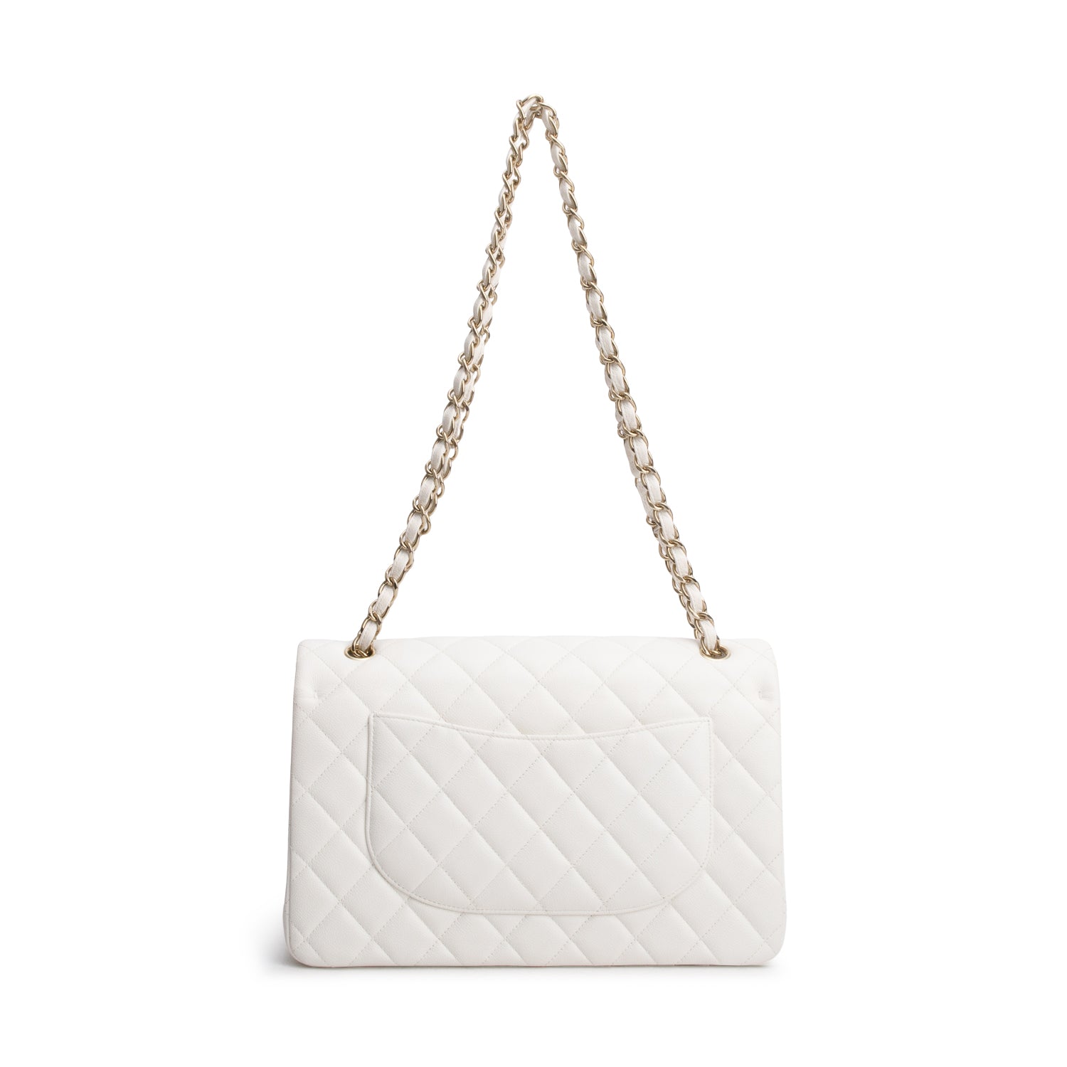 Chanel White Caviar Jumbo Classic Double Flap Bag