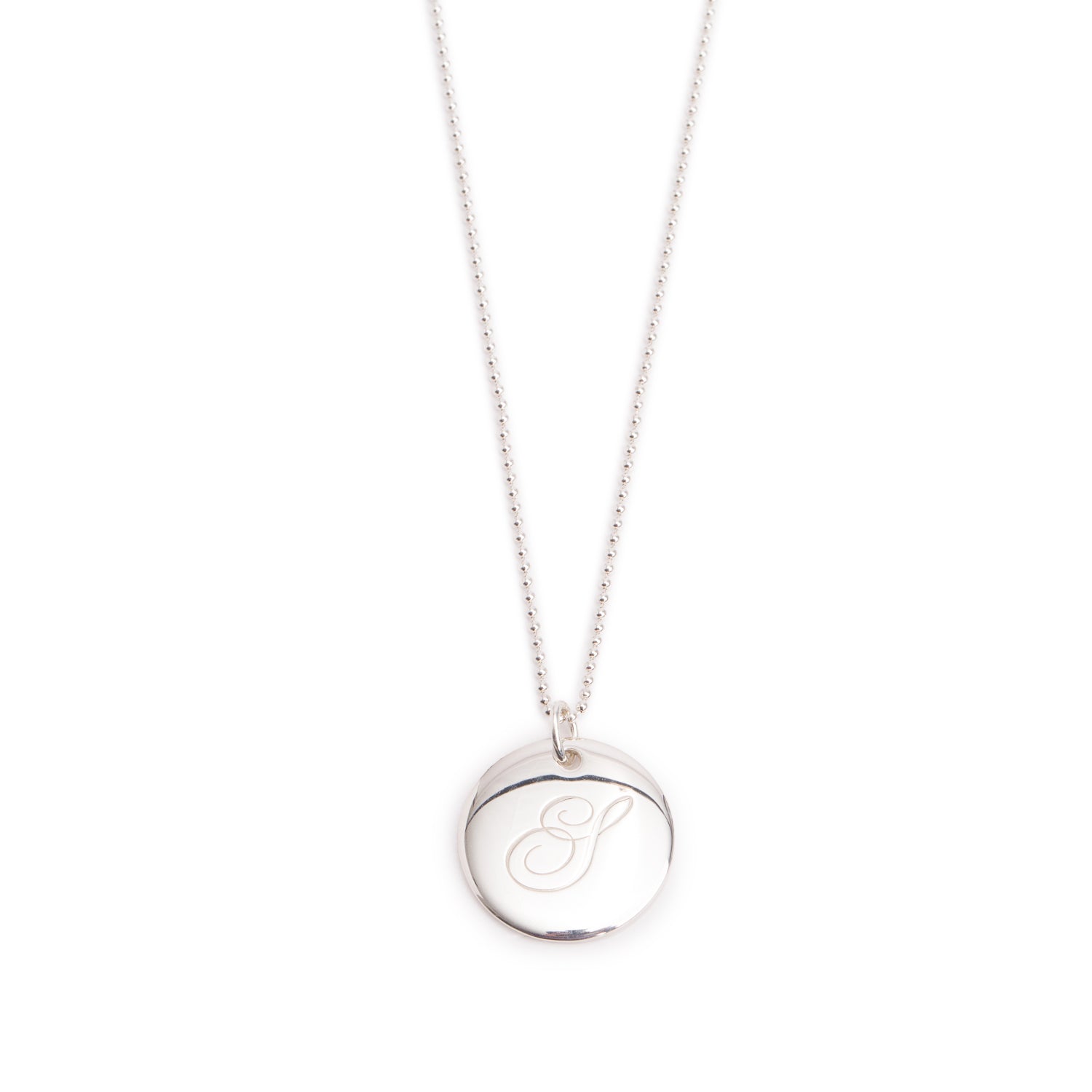Tiffany & Co. Sterling Silver Notes Alphabet Letter 'G' Medium Disc Pendant Necklace