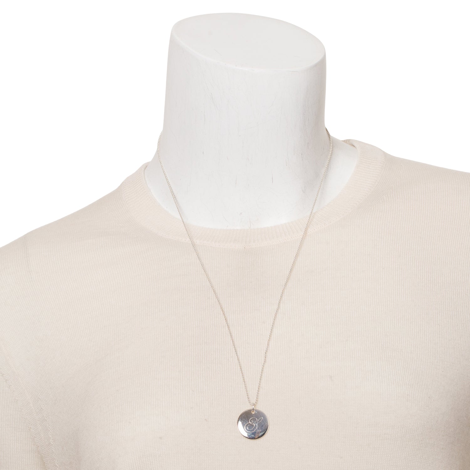 Tiffany & Co. Sterling Silver Notes Alphabet Letter 'G' Medium Disc Pendant Necklace