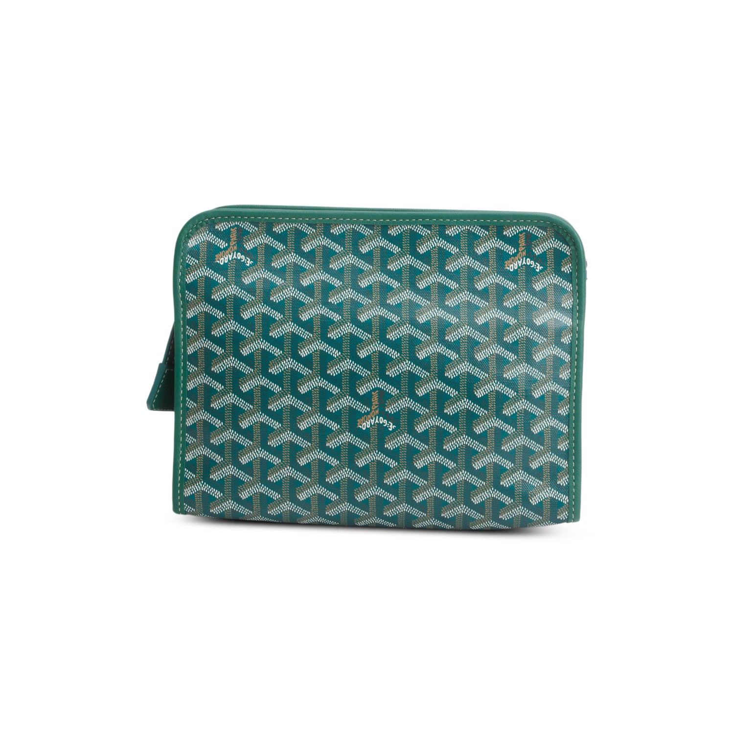Goyard 2025 Green Goyardine Jouvence MM Toiletry Pouch w/ Receipt
