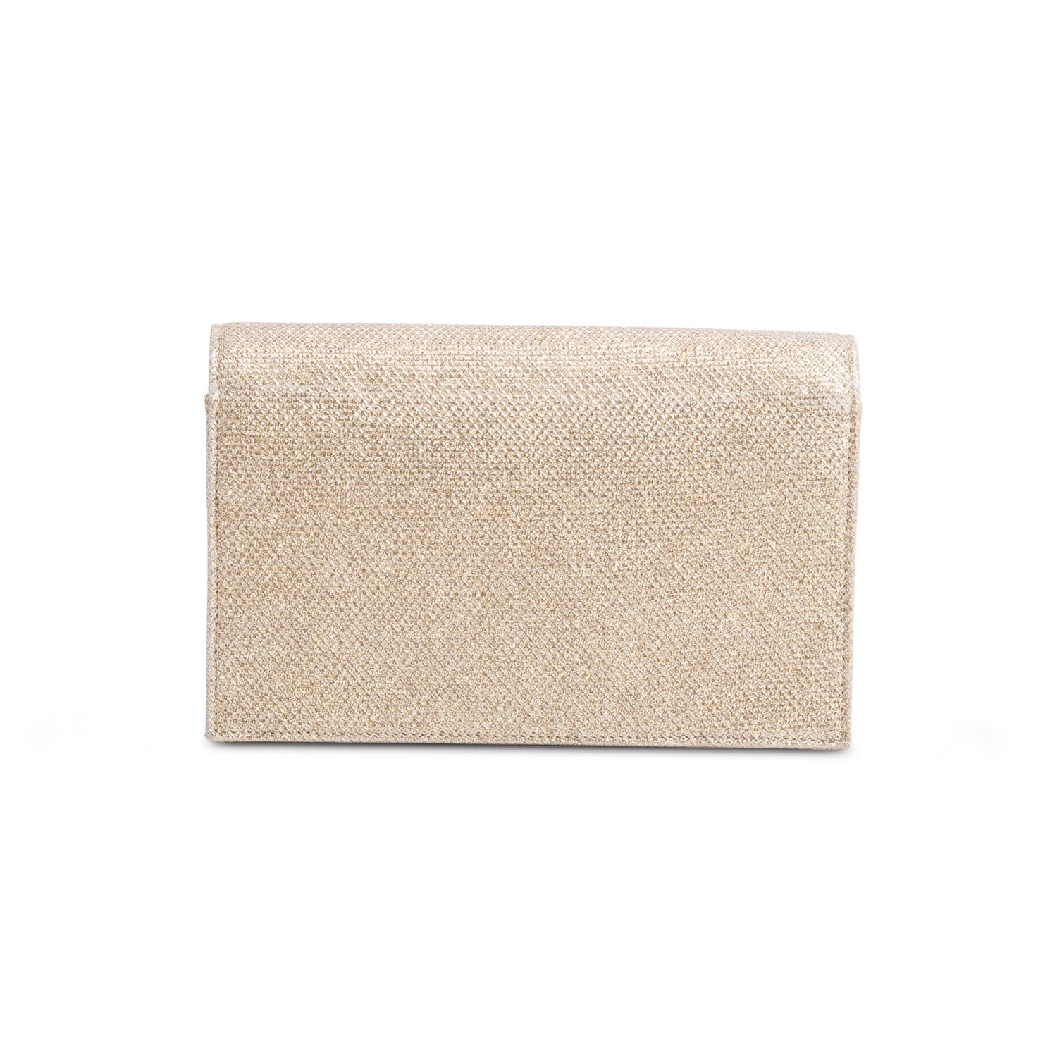 Saint Laurent Gold Metallic Canvas Woven Classic Monogram Kate Tassel Chain Wallet