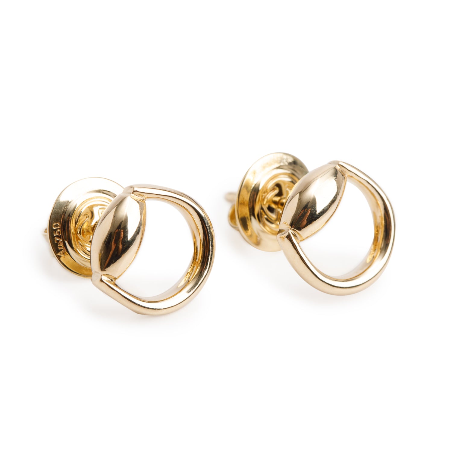 Gucci 18k Yellow Gold Horsebit Stud Earrings w/ Box