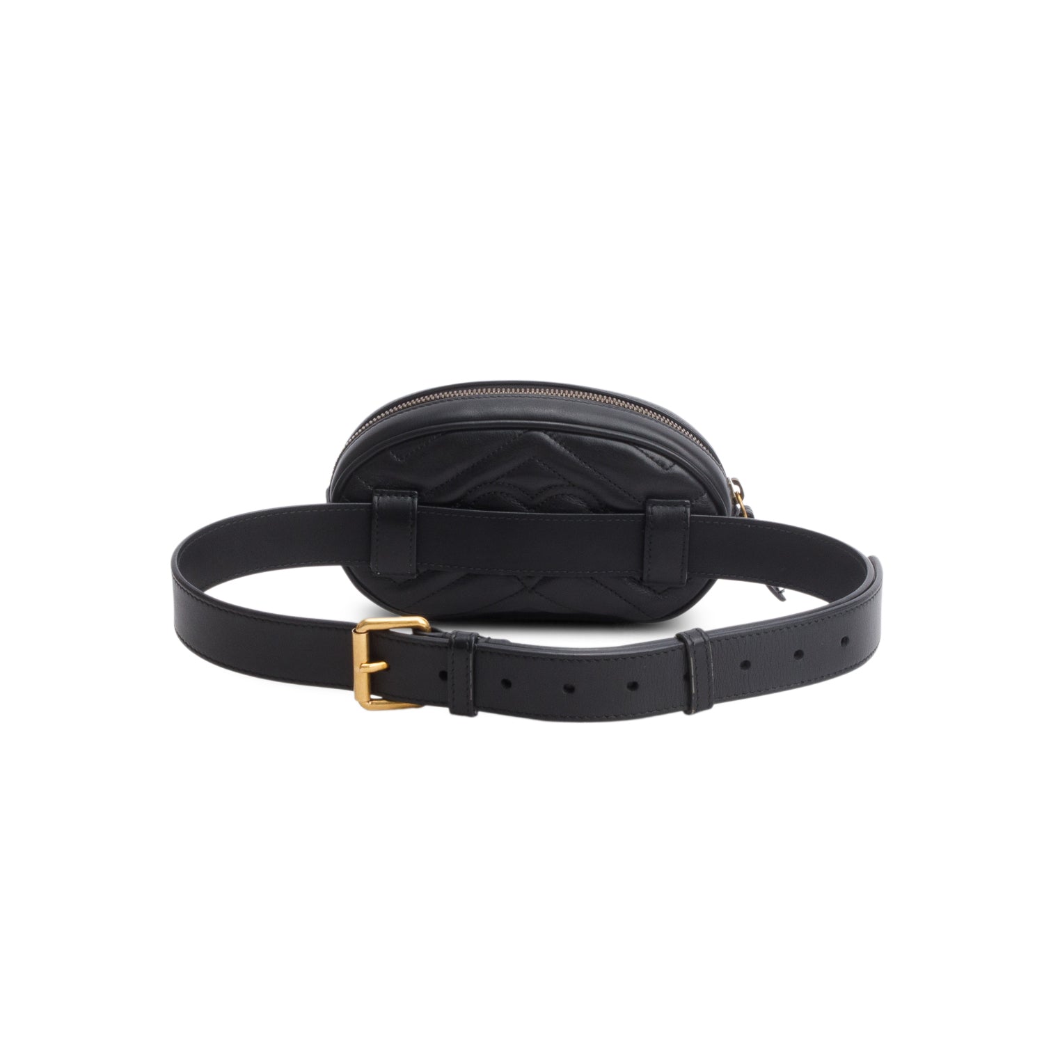 Gucci Black GG Marmont Matelasse Leather Belt Bag, Size 85 w/ Box