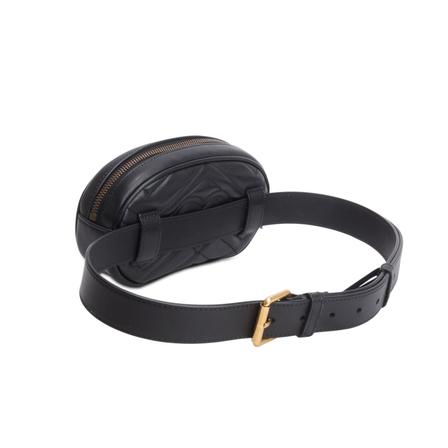 Gucci Black GG Marmont Matelasse Leather Belt Bag, Size 85 w/ Box