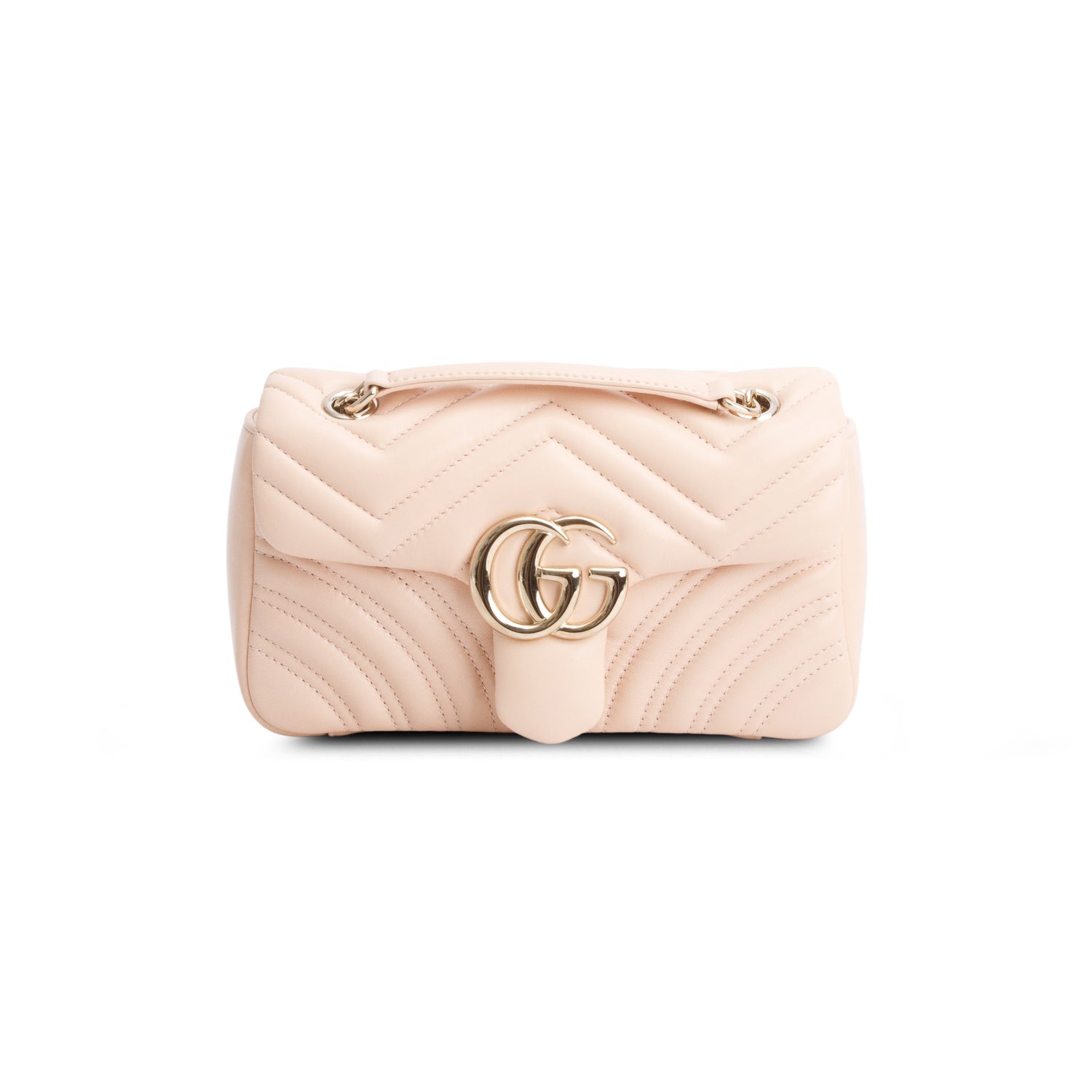 Gucci Pink Leather GG Marmont Small Shoulder Bag