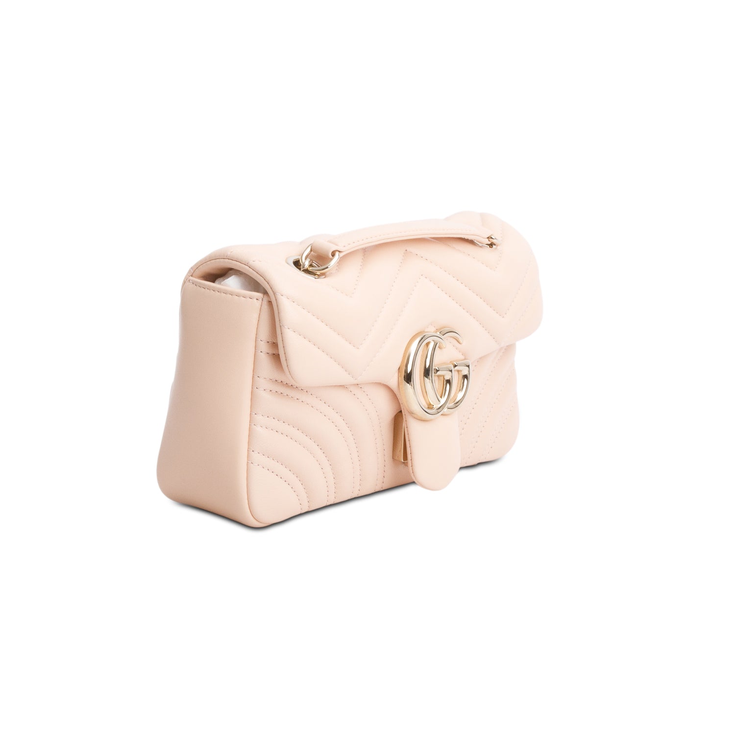 Gucci Pink Leather GG Marmont Small Shoulder Bag