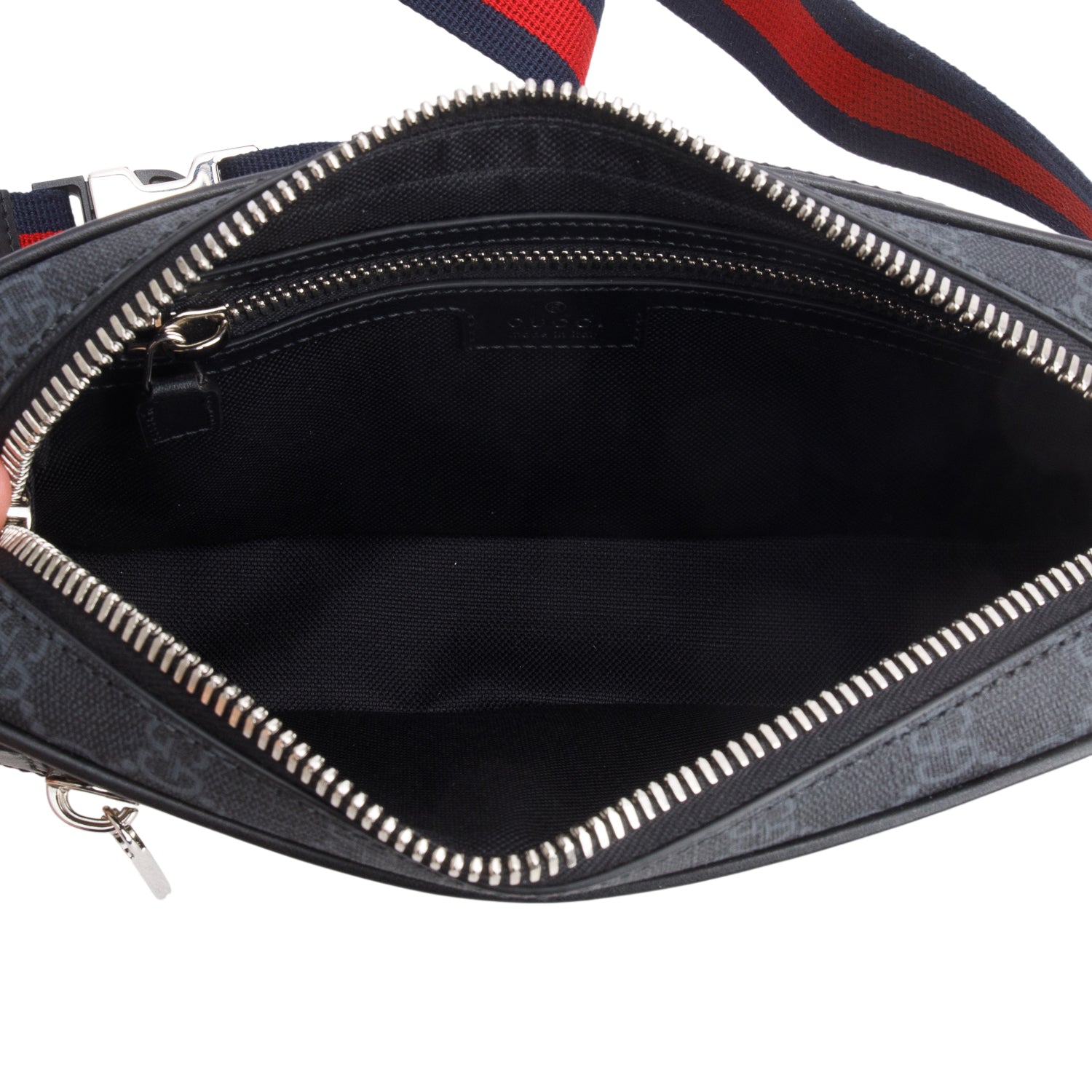 Gucci Black Soft GG Supreme Monogram Web Belt Bag