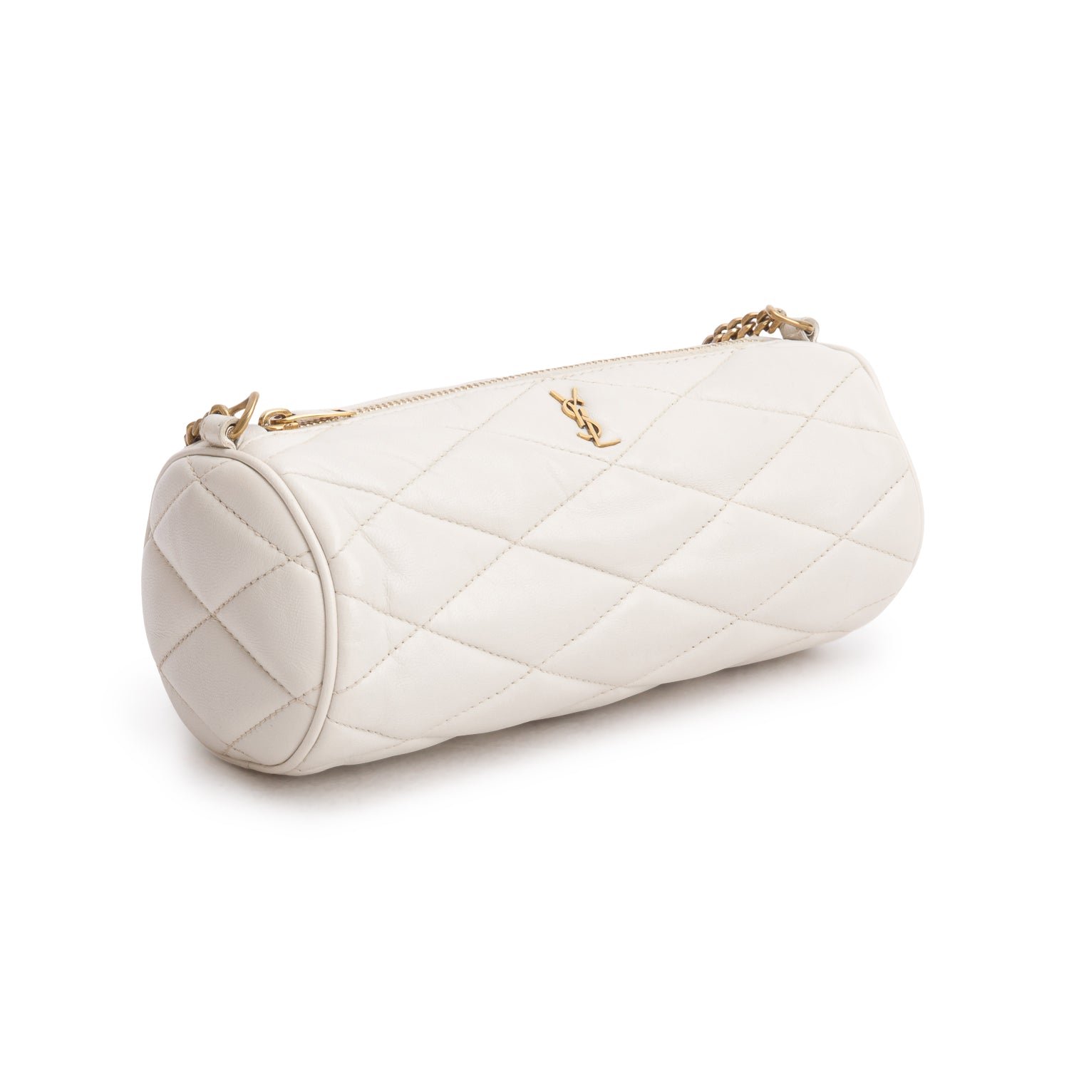 Saint Laurent 2022 Ivory Quilted Lambskin Leather Mini Sade Tube Bag