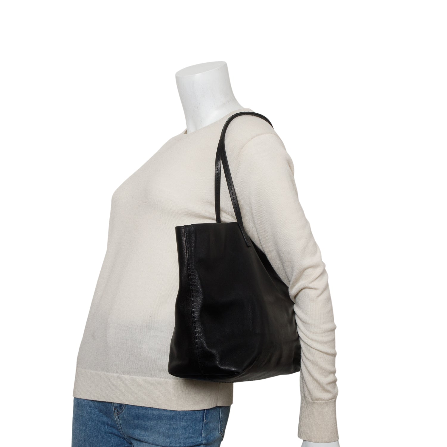 The Row Black Lambskin Nuance Tote