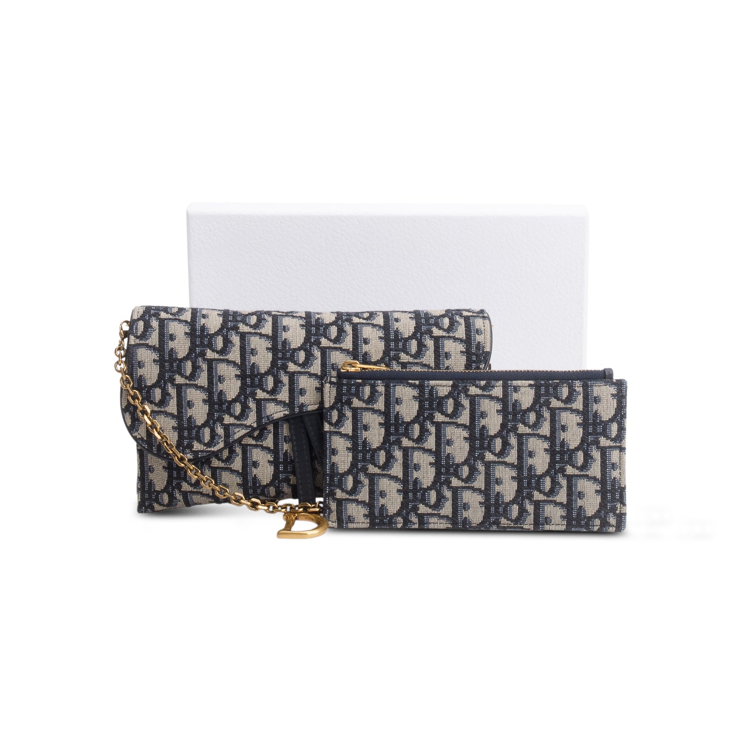 Christian Dior 2020 Oblique Small Saddle Chain Pouch w/ Box & Pouch