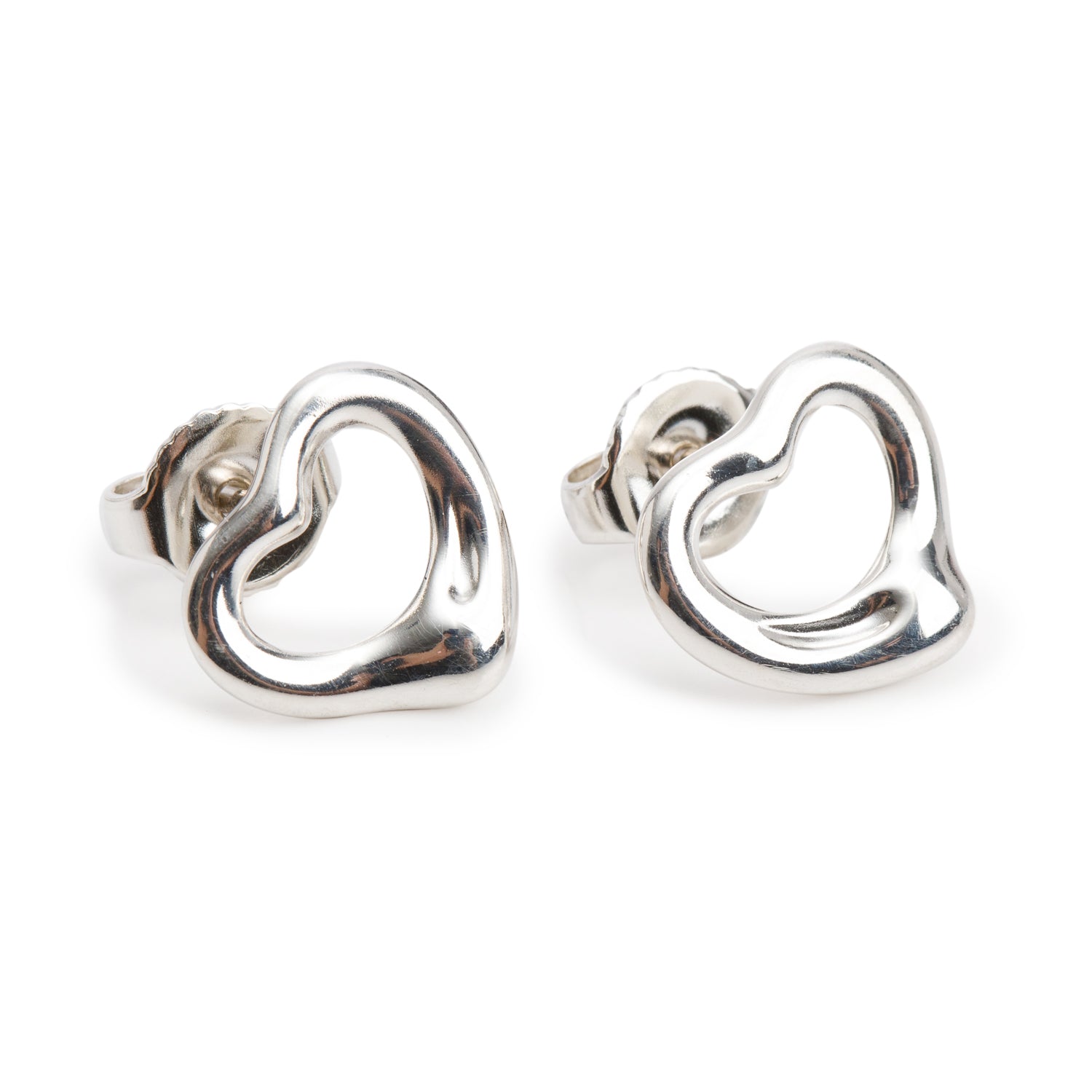 Tiffany & Co. Elsa Peretti Sterling Silver Open Heart Earrings, 11 MM