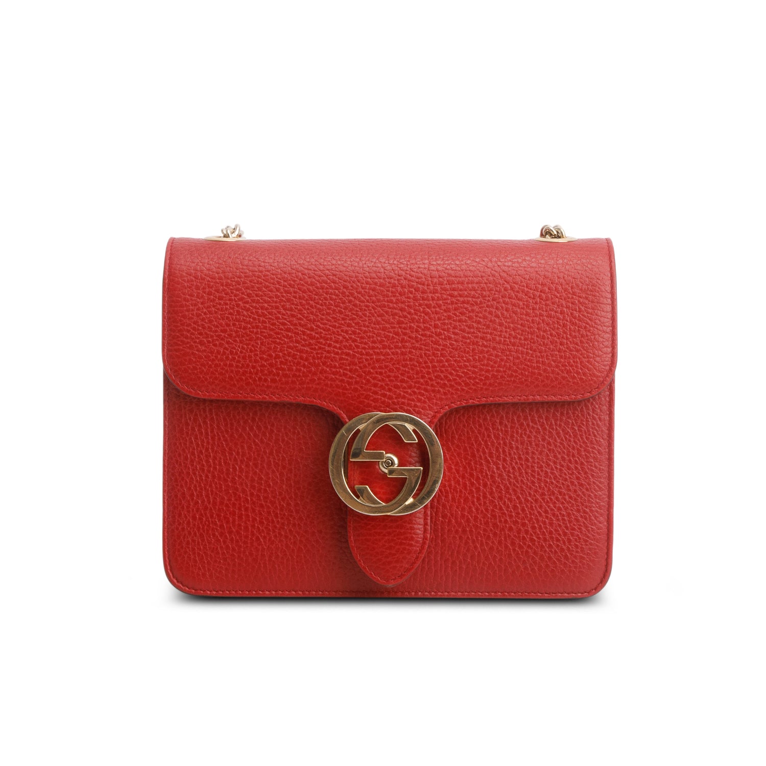 Gucci Red Dollar Calfskin Small Interlocking G Shoulder Bag