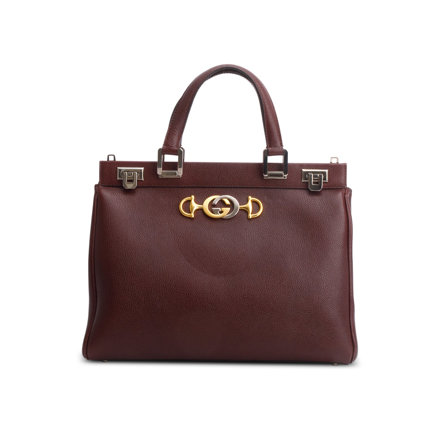 Gucci Burgundy Grainy Calfskin Medium Zumi Top Handle w/ Strap