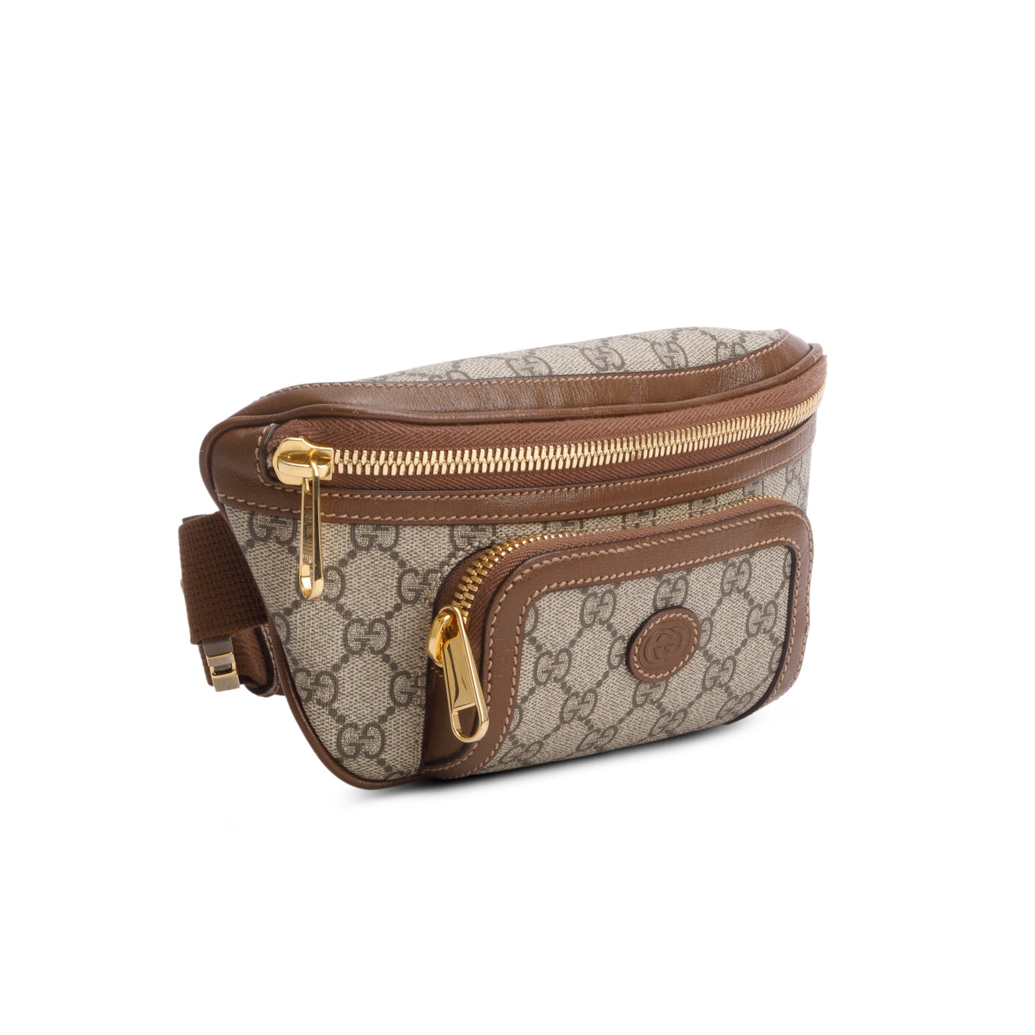 Gucci Brown GG Supreme Monogram Textured Calfskin Retro Interlocking G Belt Bag