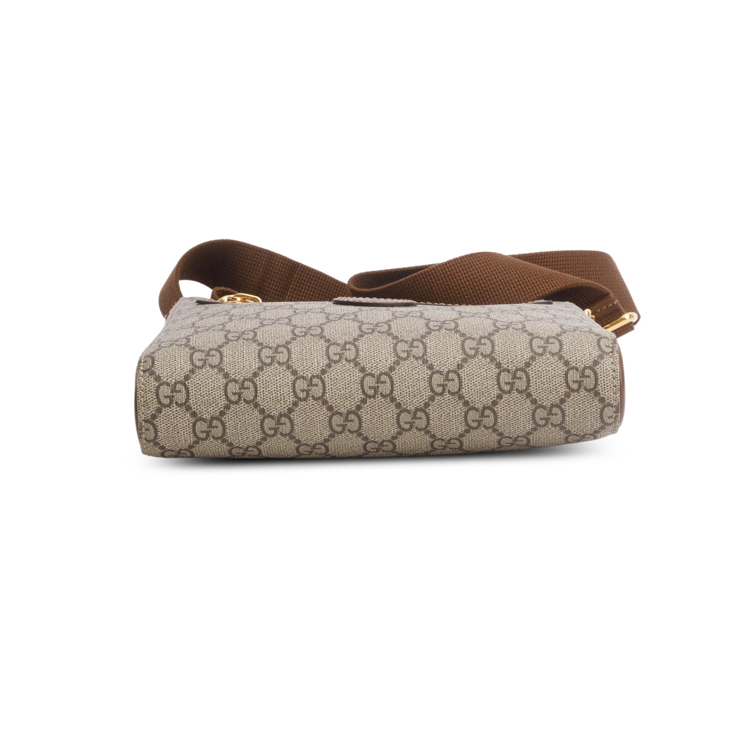 Gucci GG Supreme Monogram Azalea Calfskin Retro Interlocking G Flat Messenger Bag w/ Box