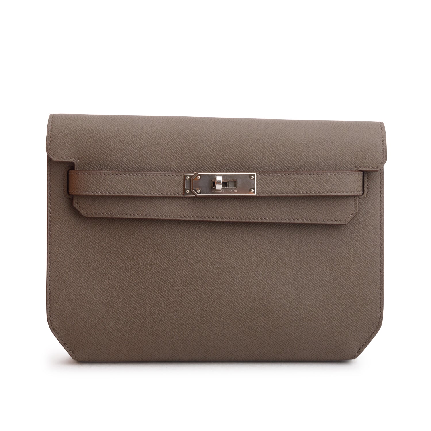 Hermes Etain Epsom Calfskin Kelly Depeches 25 Pouch w/ Box
