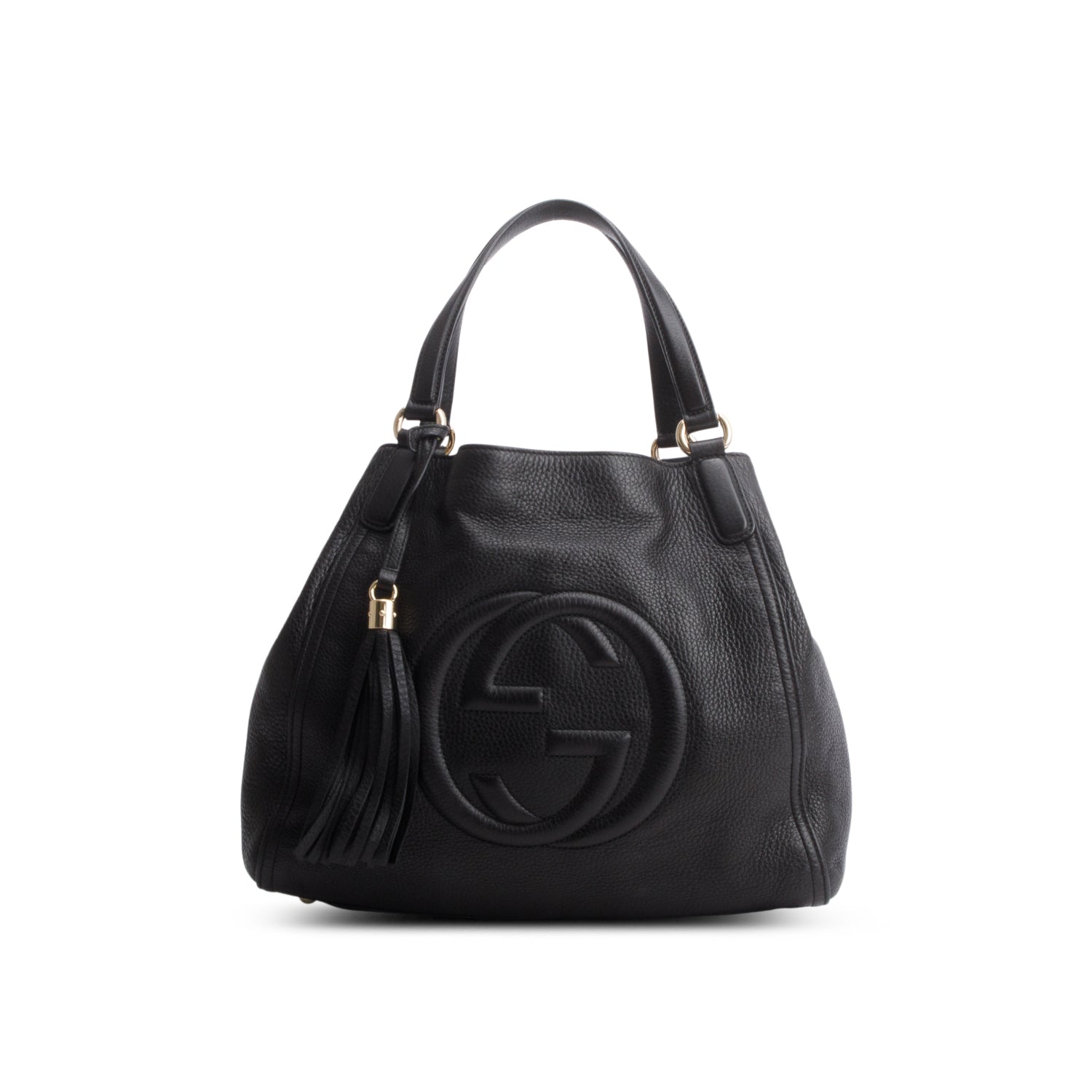Gucci Black Pebbled Calfskin Medium Soho Shoulder Bag