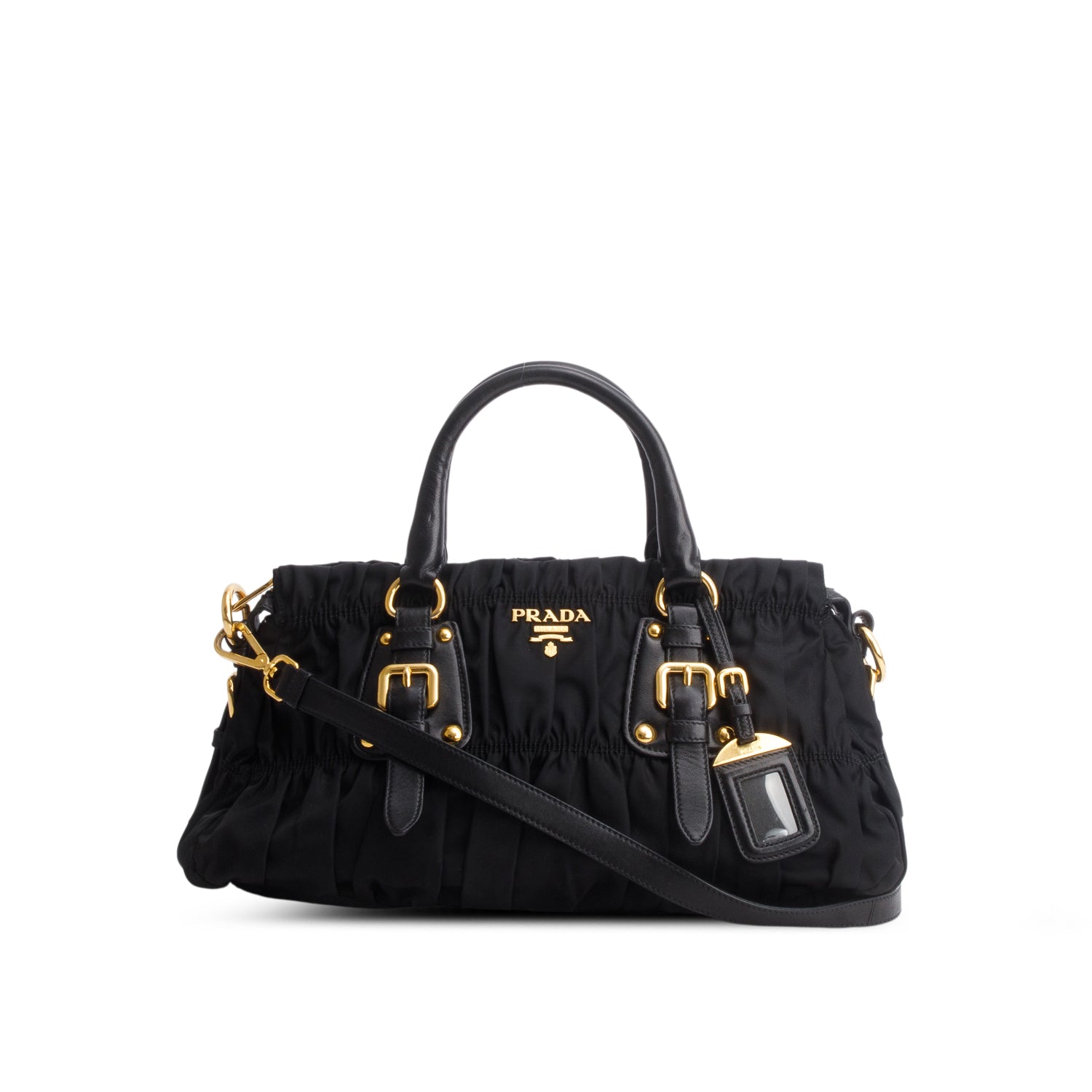 Prada Black Tessuto Nylon Gaufre Tote w/ Strap