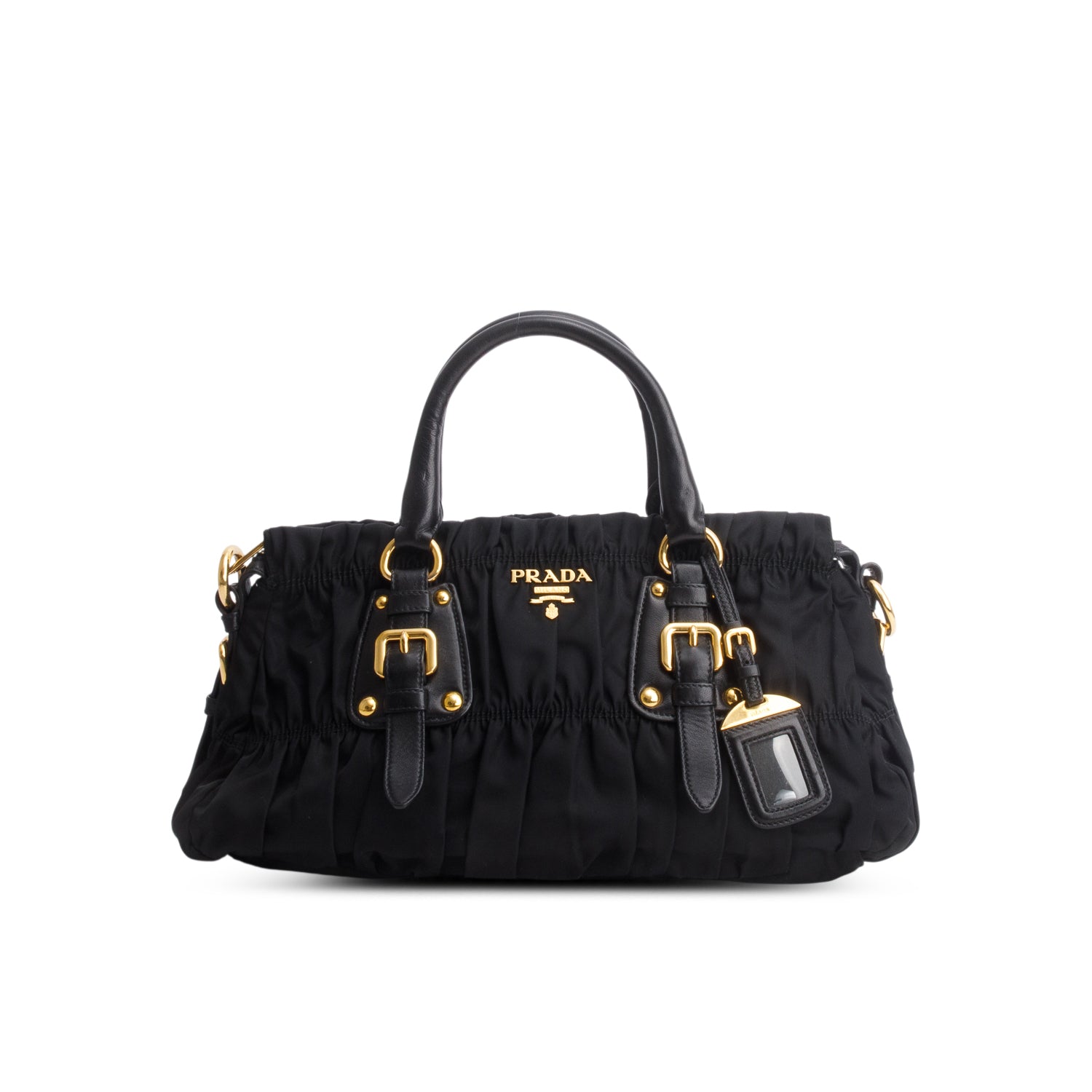 Prada Black Tessuto Nylon Gaufre Tote w/ Strap