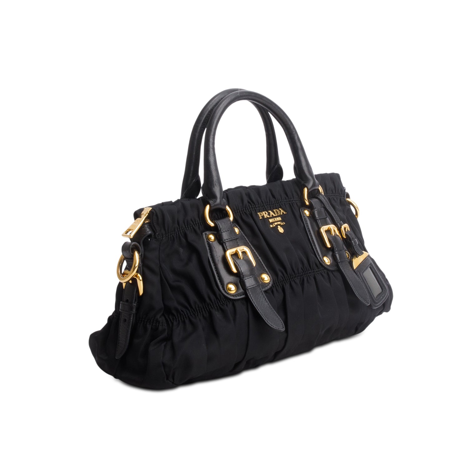 Prada Black Tessuto Nylon Gaufre Tote w/ Strap