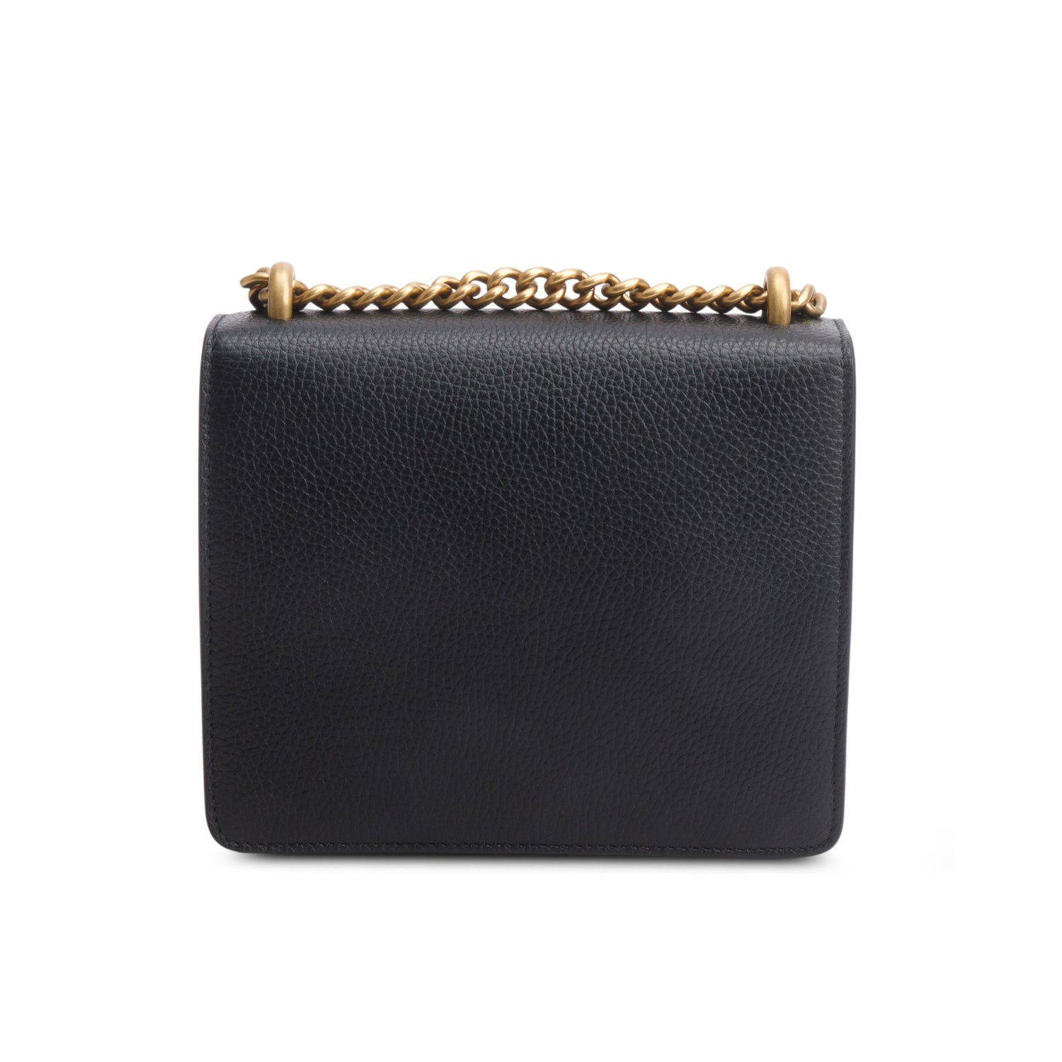 Gucci Black Calfskin Small GG Marmont Chain Handle Bag