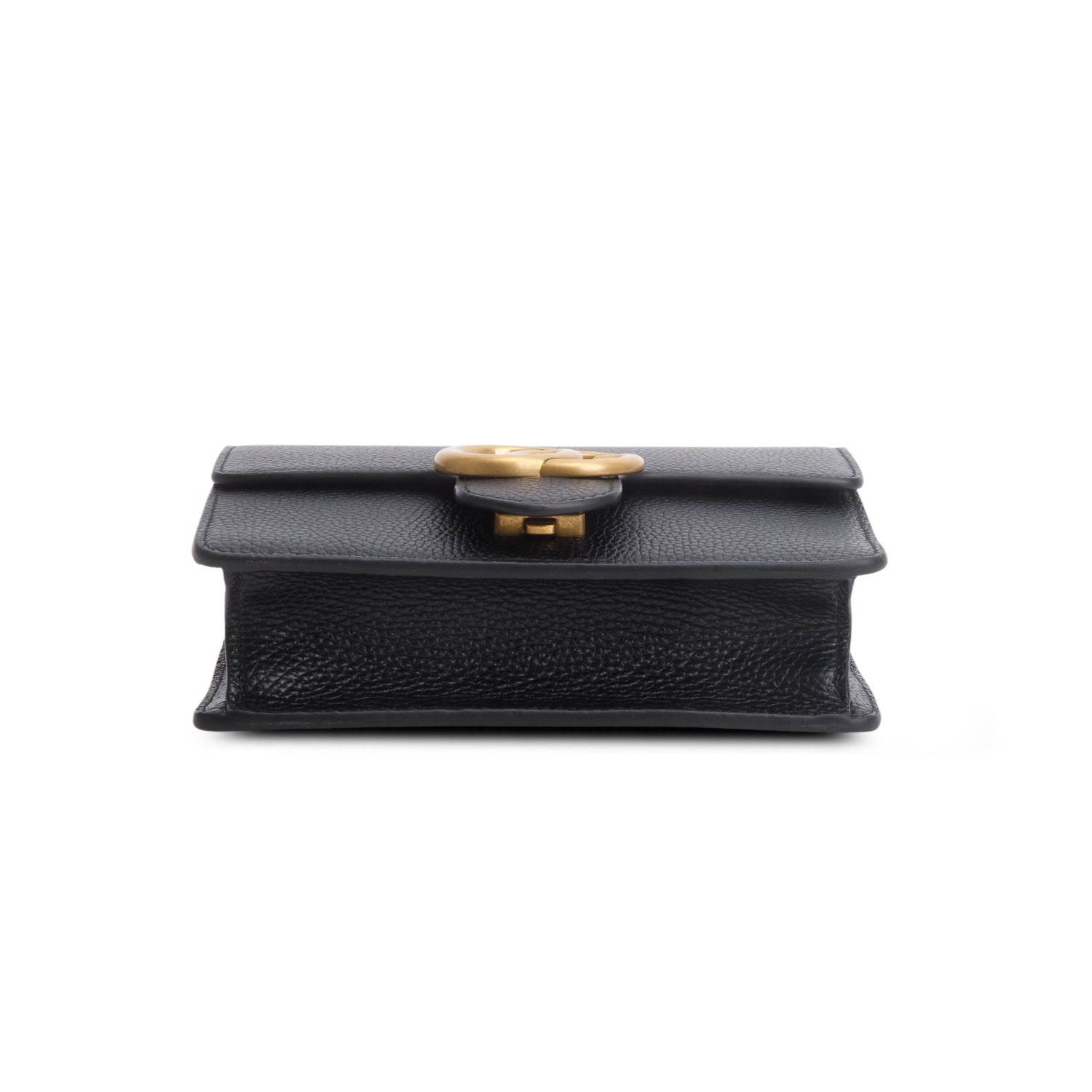 Gucci Black Calfskin Small GG Marmont Chain Handle Bag