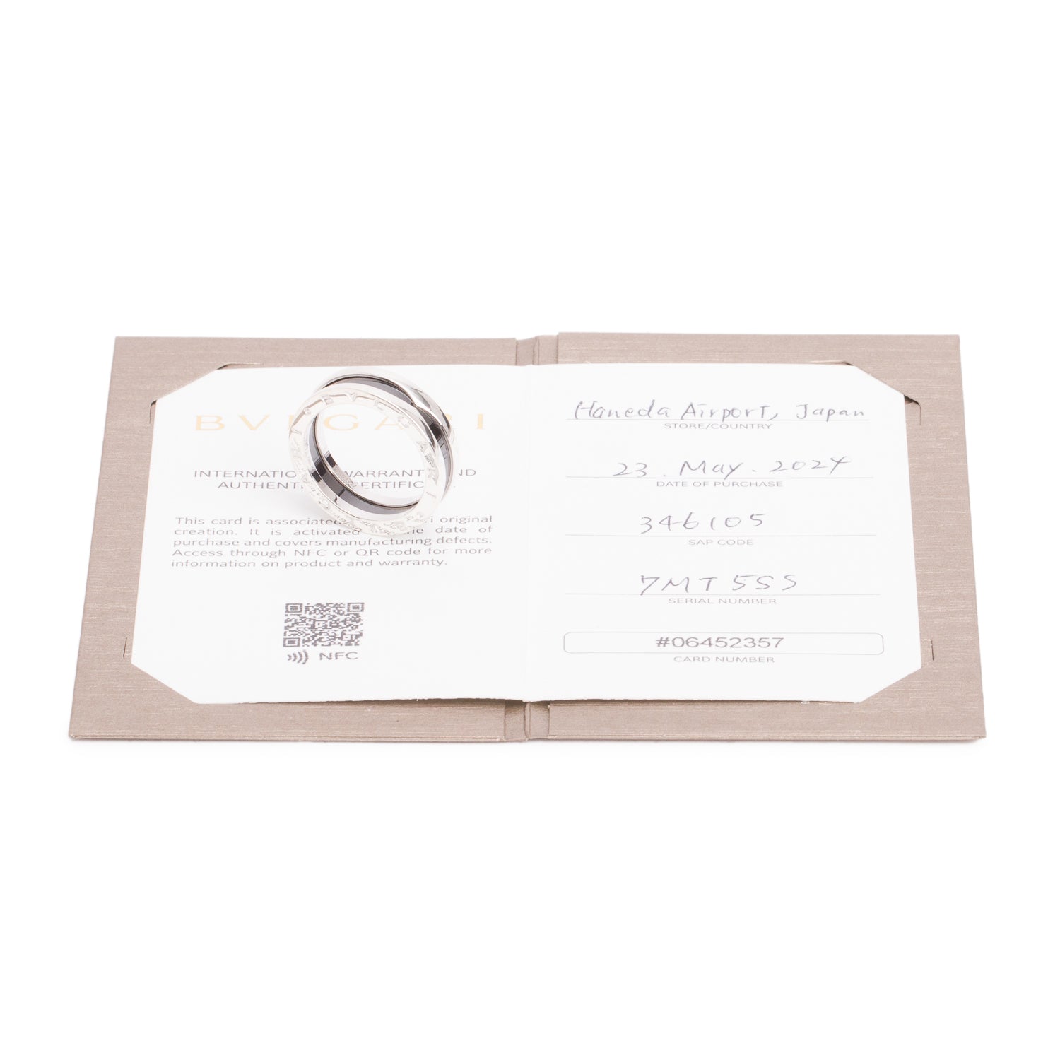 BVLGARI Sterling Silver Black Ceramic Save the Children One-Band Ring, Size 60 9 w/ Certificate