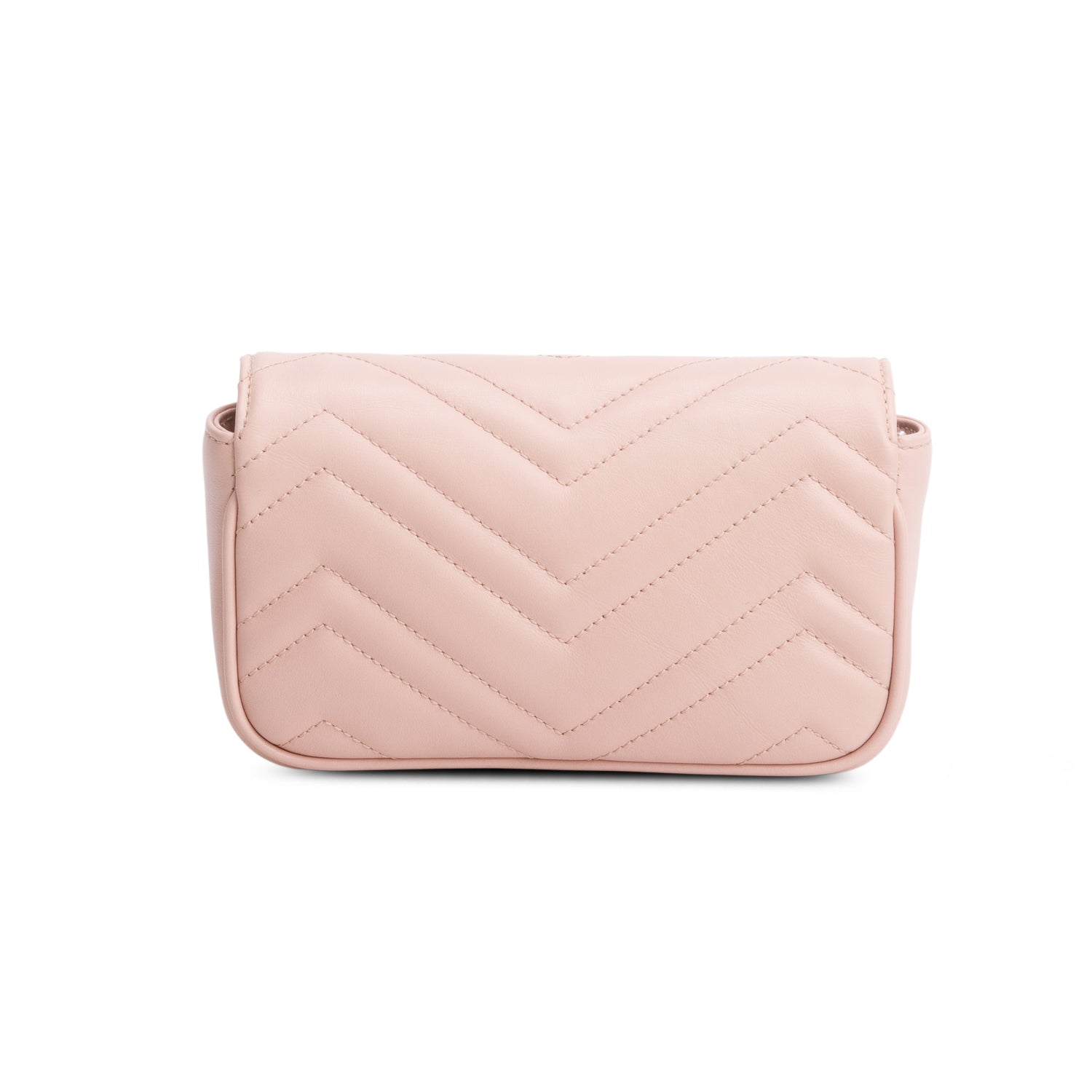 Gucci Pink Calfskin Matelasse Monochrome GG Marmont Chain Belt Bag w/ Box