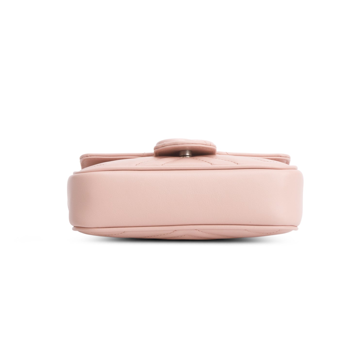 Gucci Pink Calfskin Matelasse Monochrome GG Marmont Chain Belt Bag w/ Box