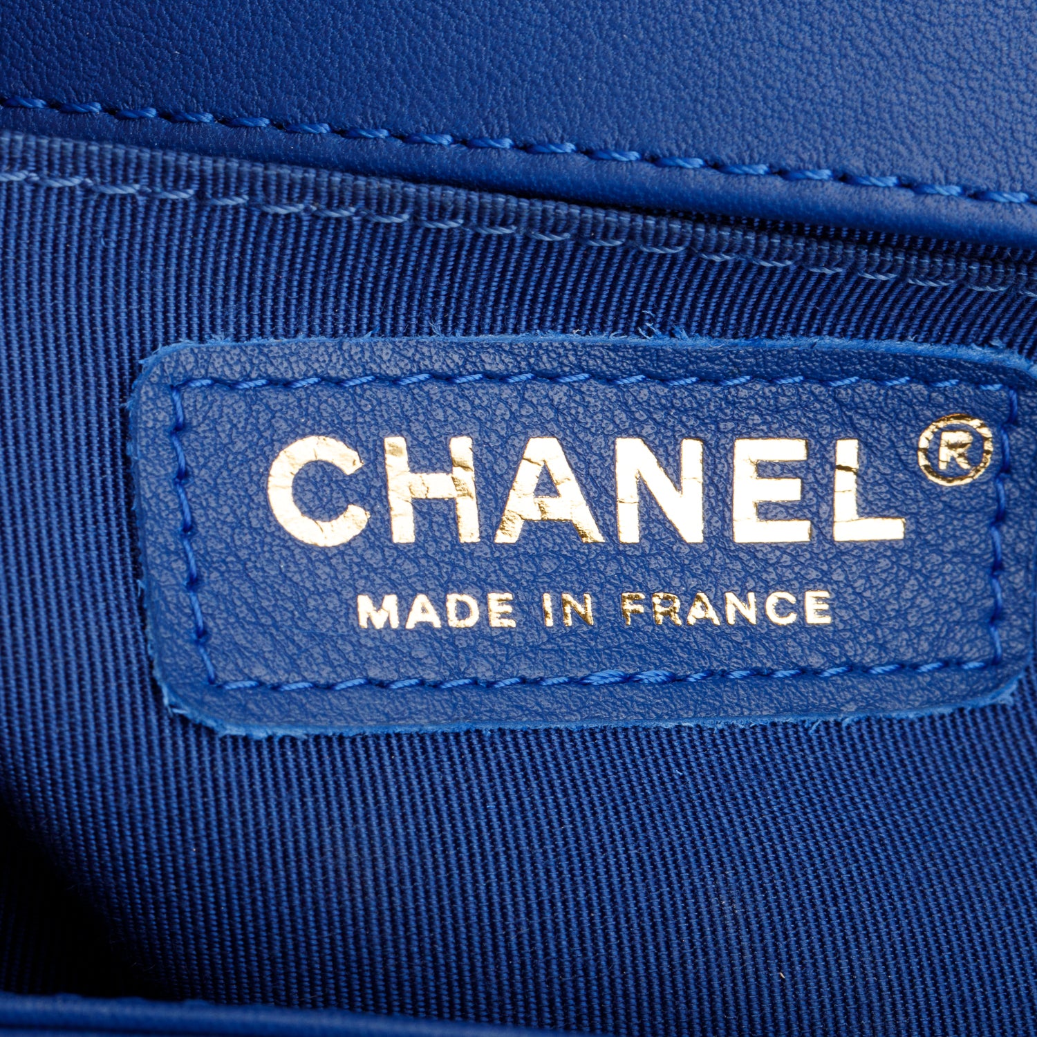 Chanel Blue Chevron Quilted Lambskin Leather Medium Boy Bag w/ Box & Authenticity Card