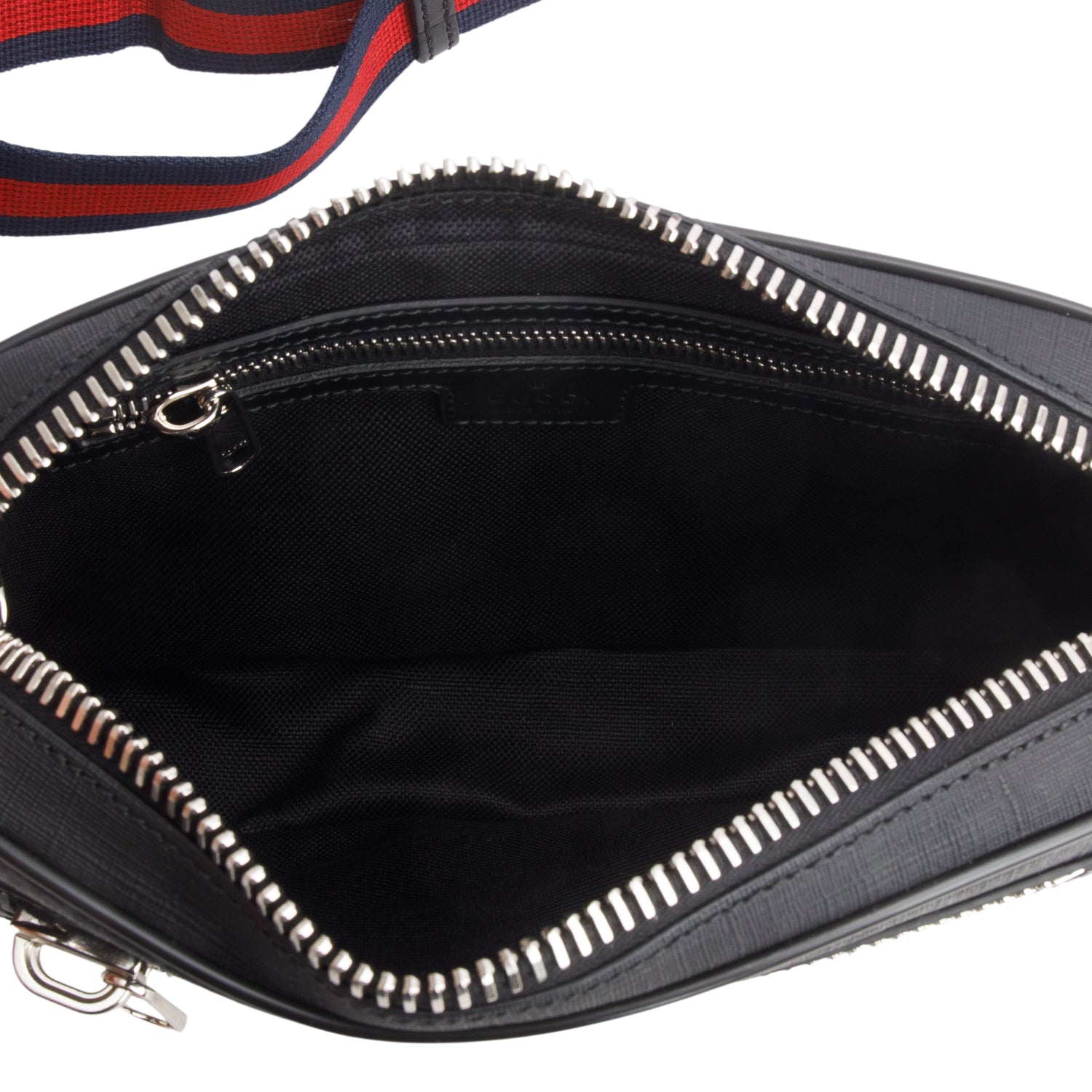 Gucci Black Soft GG Supreme Monogram Web Belt Bag