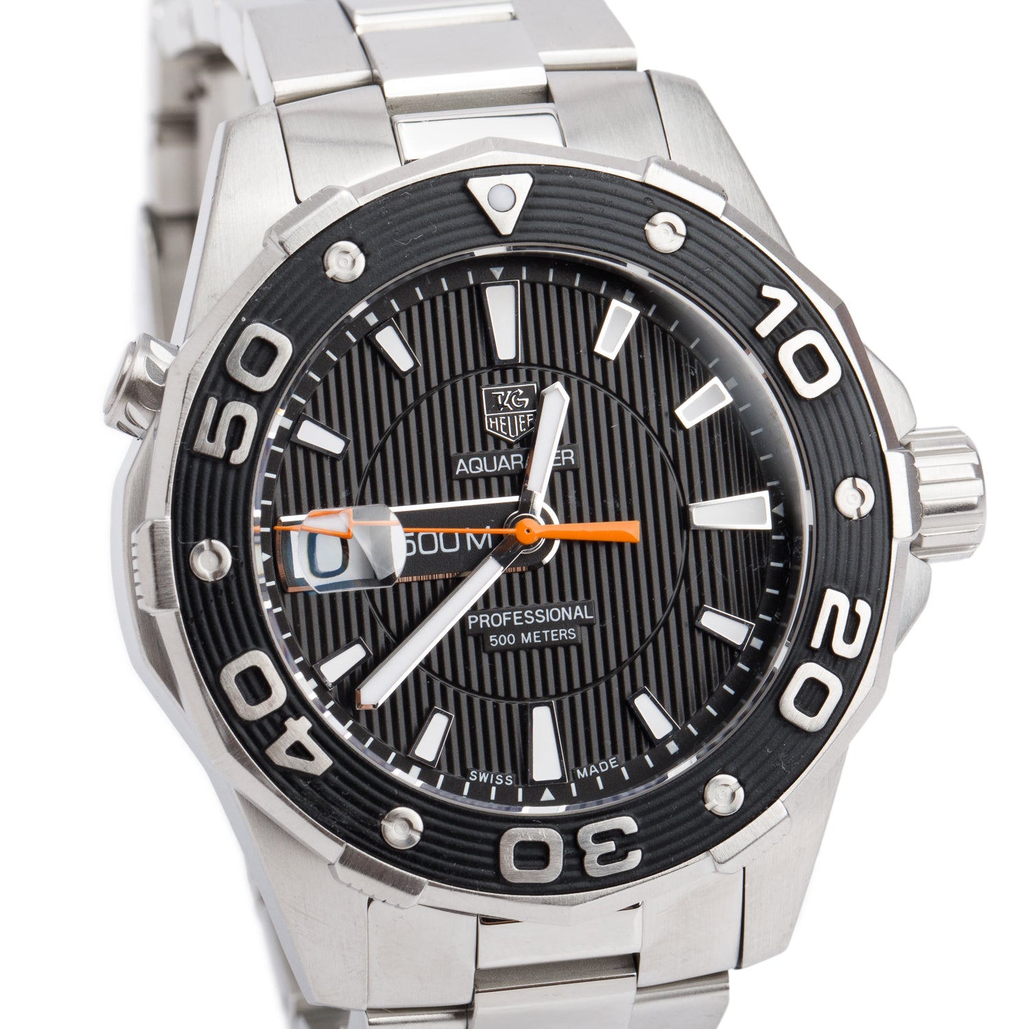 Tag Heuer Stainless Steel Aquaracer 43 mm Quartz Watch Black Dial WAJ1110