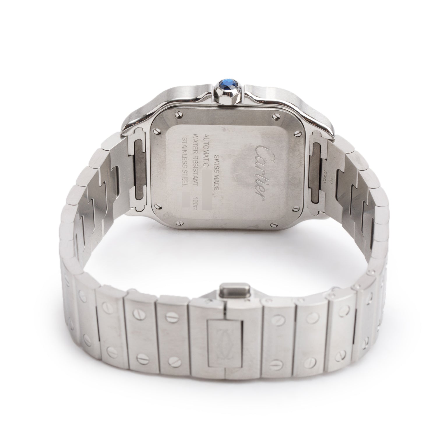Cartier 2024 Stainless Steel Santos de Cartier Automatic Watch, Medium Model Brown Dial 4075 w/ Box, Papers & Extra Strap
