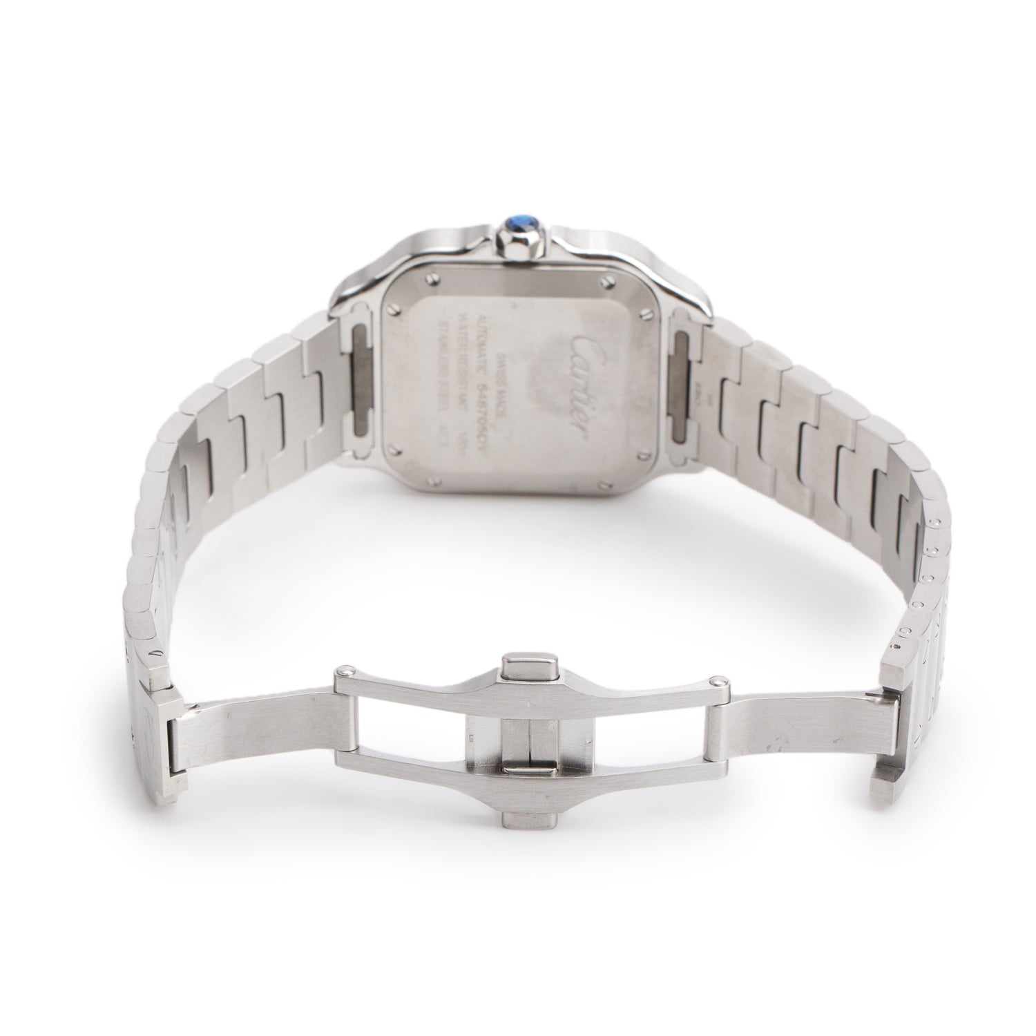 Cartier 2024 Stainless Steel Santos de Cartier Automatic Watch, Medium Model Brown Dial 4075 w/ Box, Papers & Extra Strap