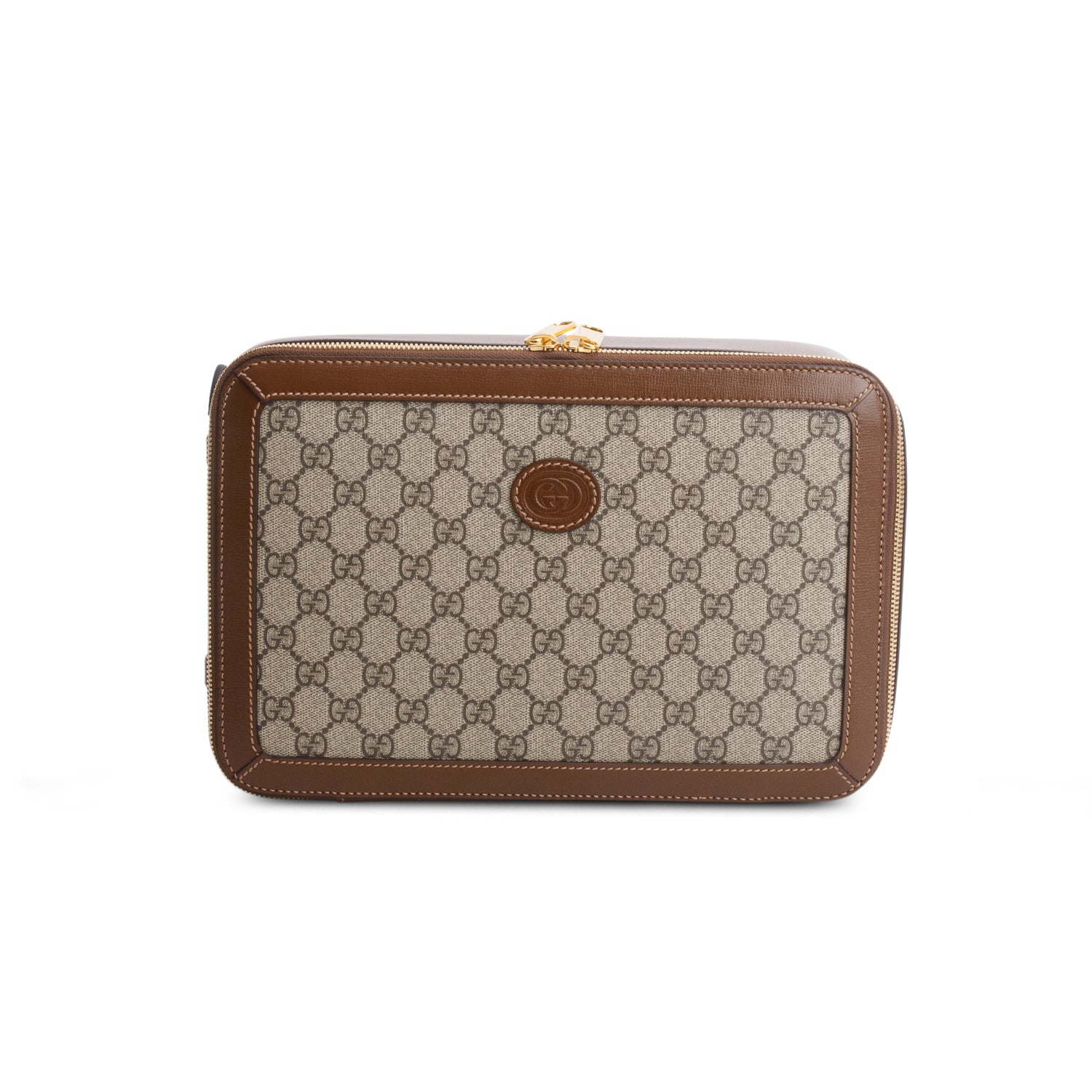 Gucci GG Supreme Monogram Glazed Textured Calfskin Retro Interlocking G Box Shoulder Bag w/ Strap