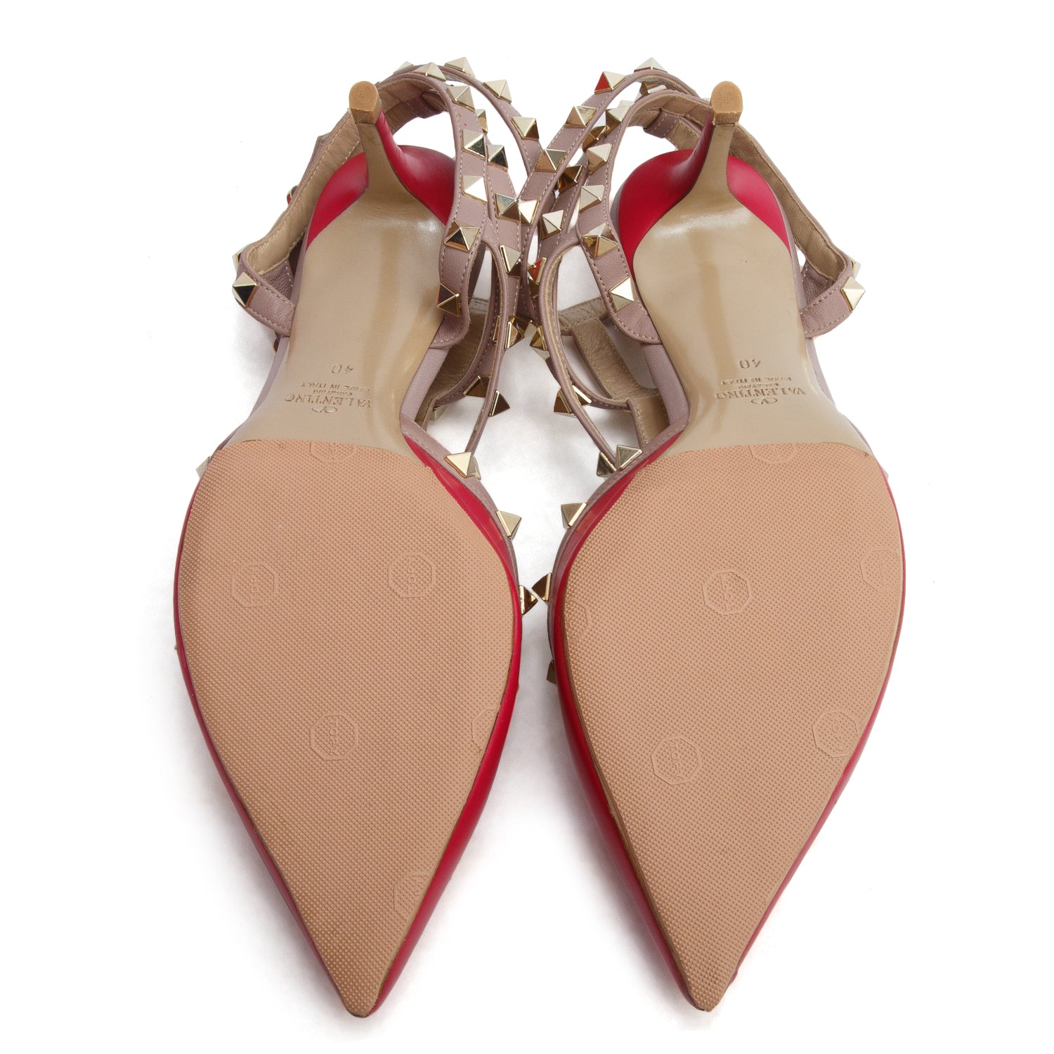 Valentino Two-Tone Pink Leather Rockstud Cage Pumps, Women's Size 40 w/ Box