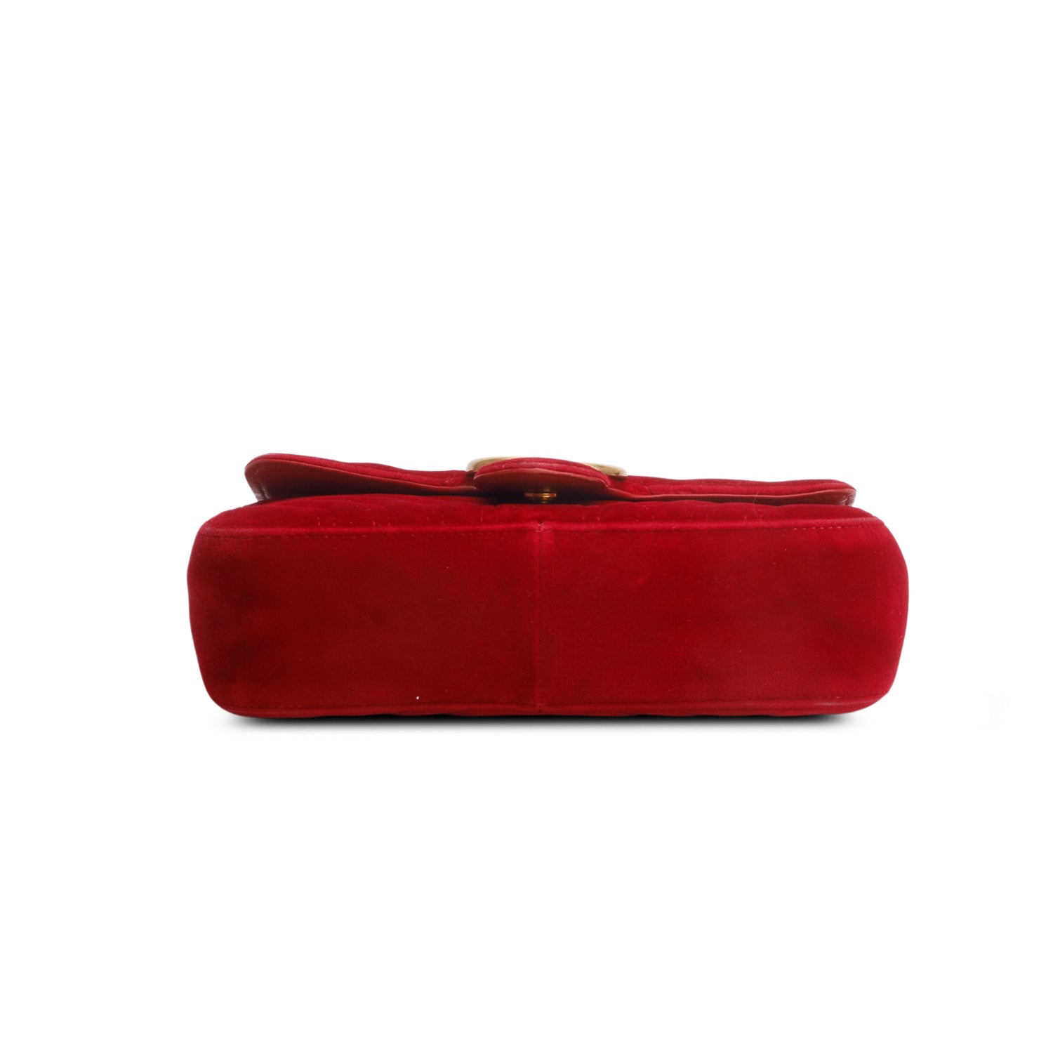 Gucci Red Velvet Matelasse Small GG Marmont Shoulder Bag w/ Box