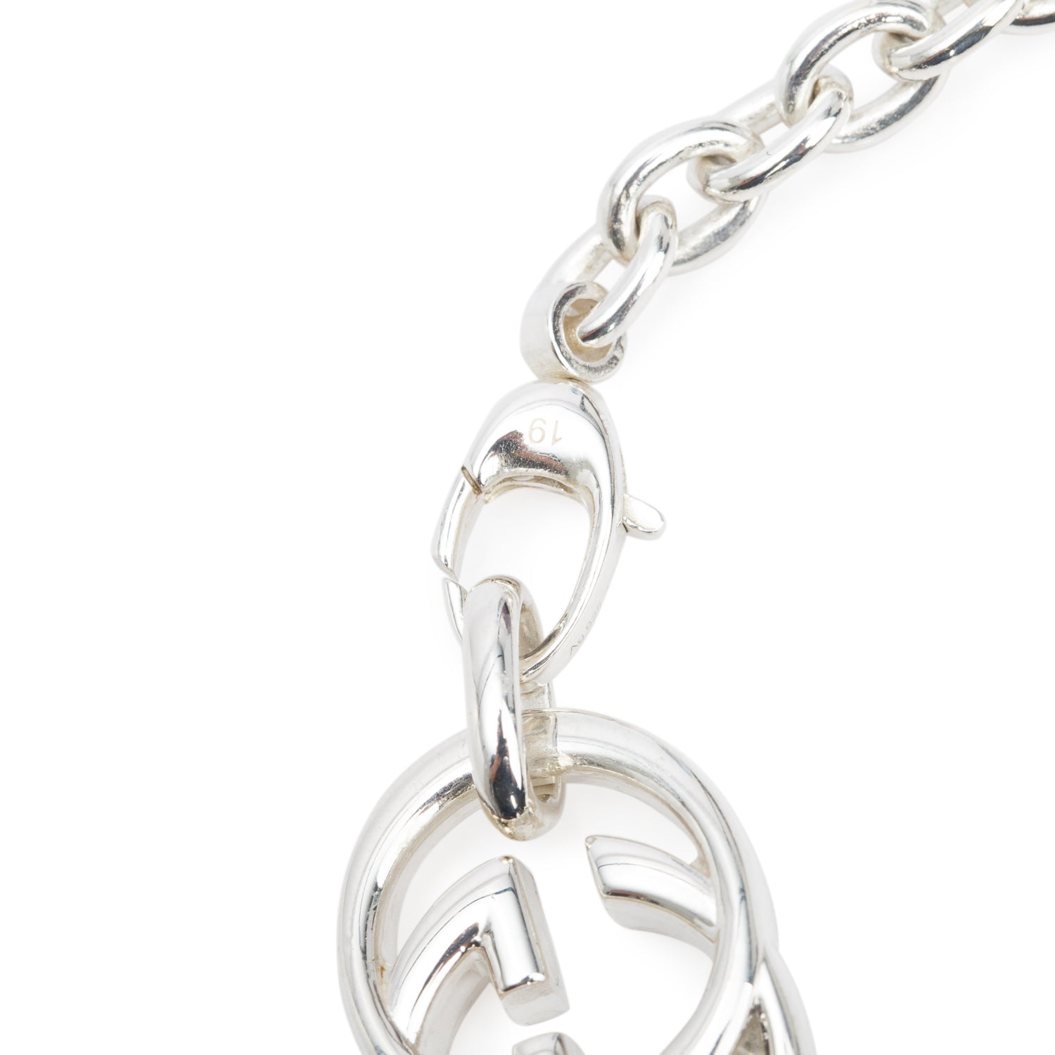 Gucci Sterling Silver Interlocking GG Brint Link Bracelet