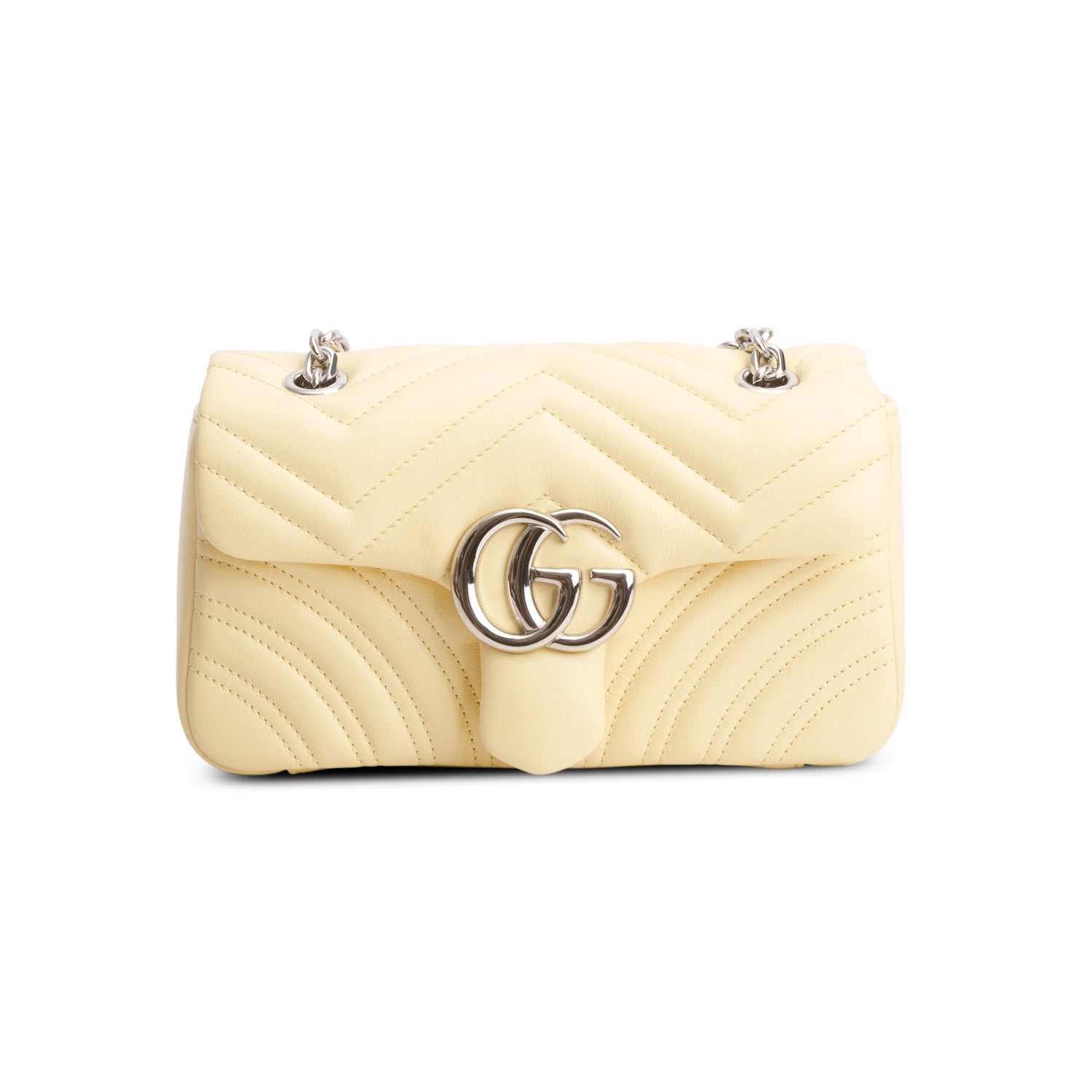 Gucci Yellow Leather GG Marmont Small Shoulder Bag w/ Box