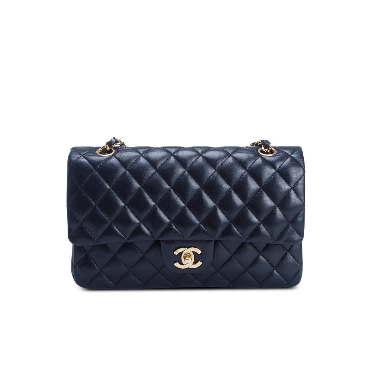 Chanel Black Quilted Lambskin Leather Classic Medium Double Flap Bag